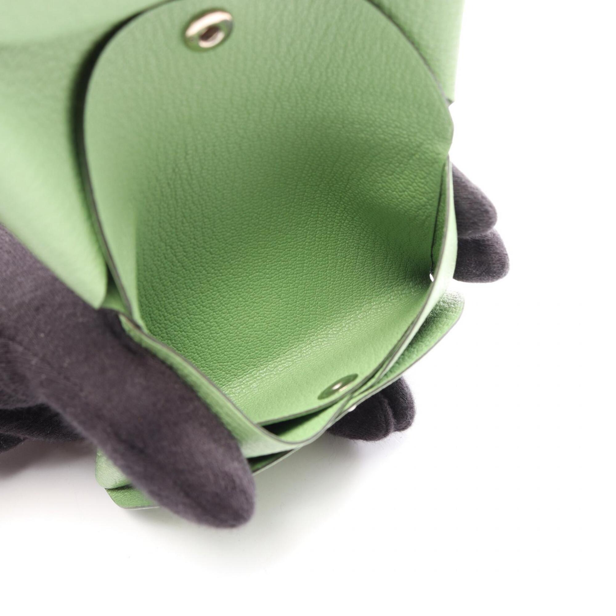 Hermes Green Chevre Leather Coin Purse/Coin Case (Pre-Owned)