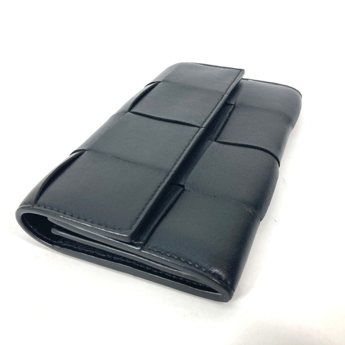 Bottega Veneta Black Leather Long Wallet (Bi-Fold) (Pre-Owned)