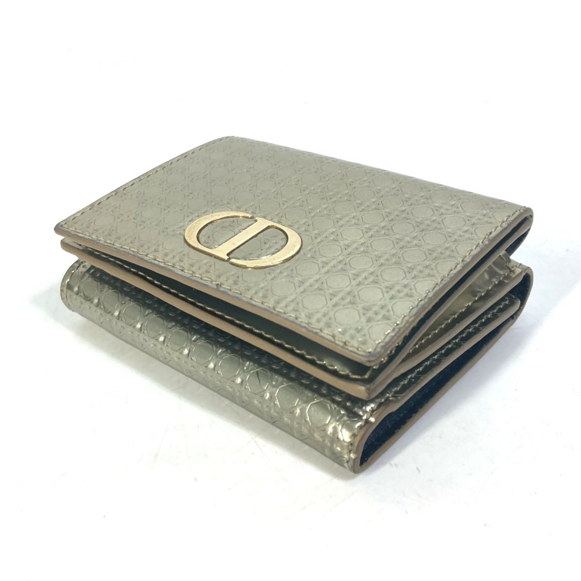 Christian Dior Gold Leather Wallet (Tri-Fold) (Pre-Owned)