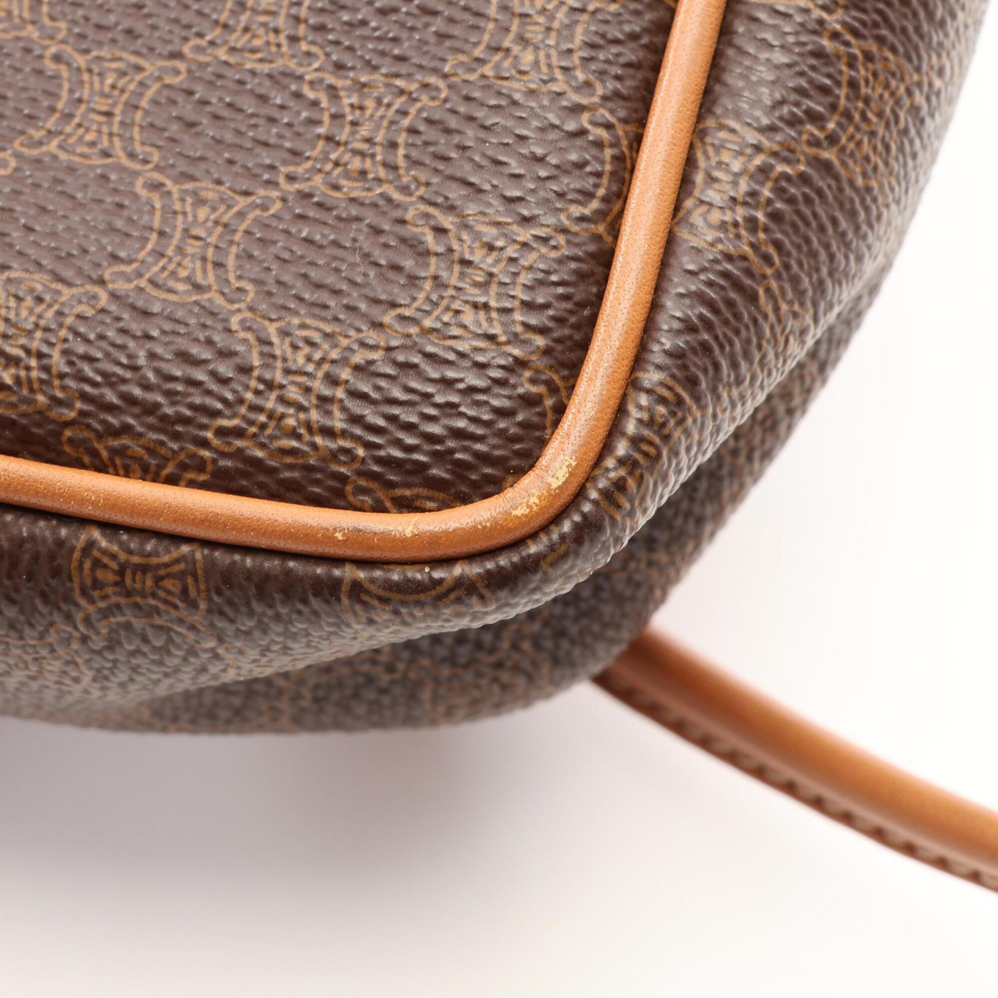 Celine Brown Coated Canvas Leather Handbag Shoulder Bag (Pre-Owned)