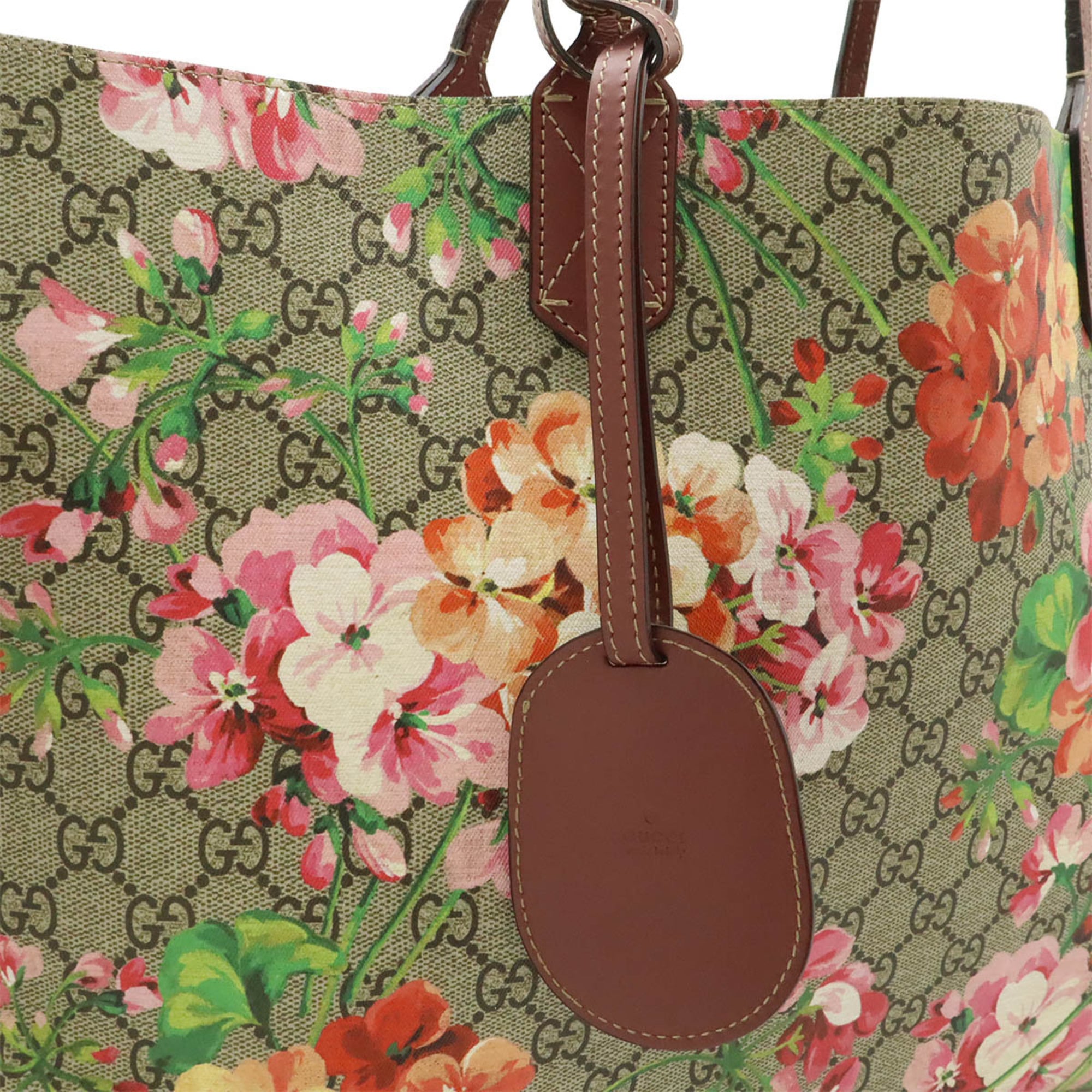 Gucci Beige Multi-Color Pink Gg Supreme Canvas Leather Shoulder Bag Tote Bag (Pre-Owned)