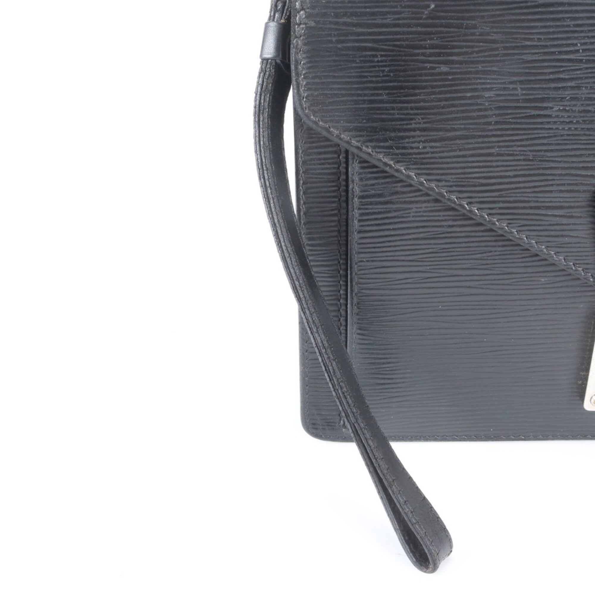 Louis Vuitton Noir Leather Handbag Pochette Pouch (Pre-Owned)