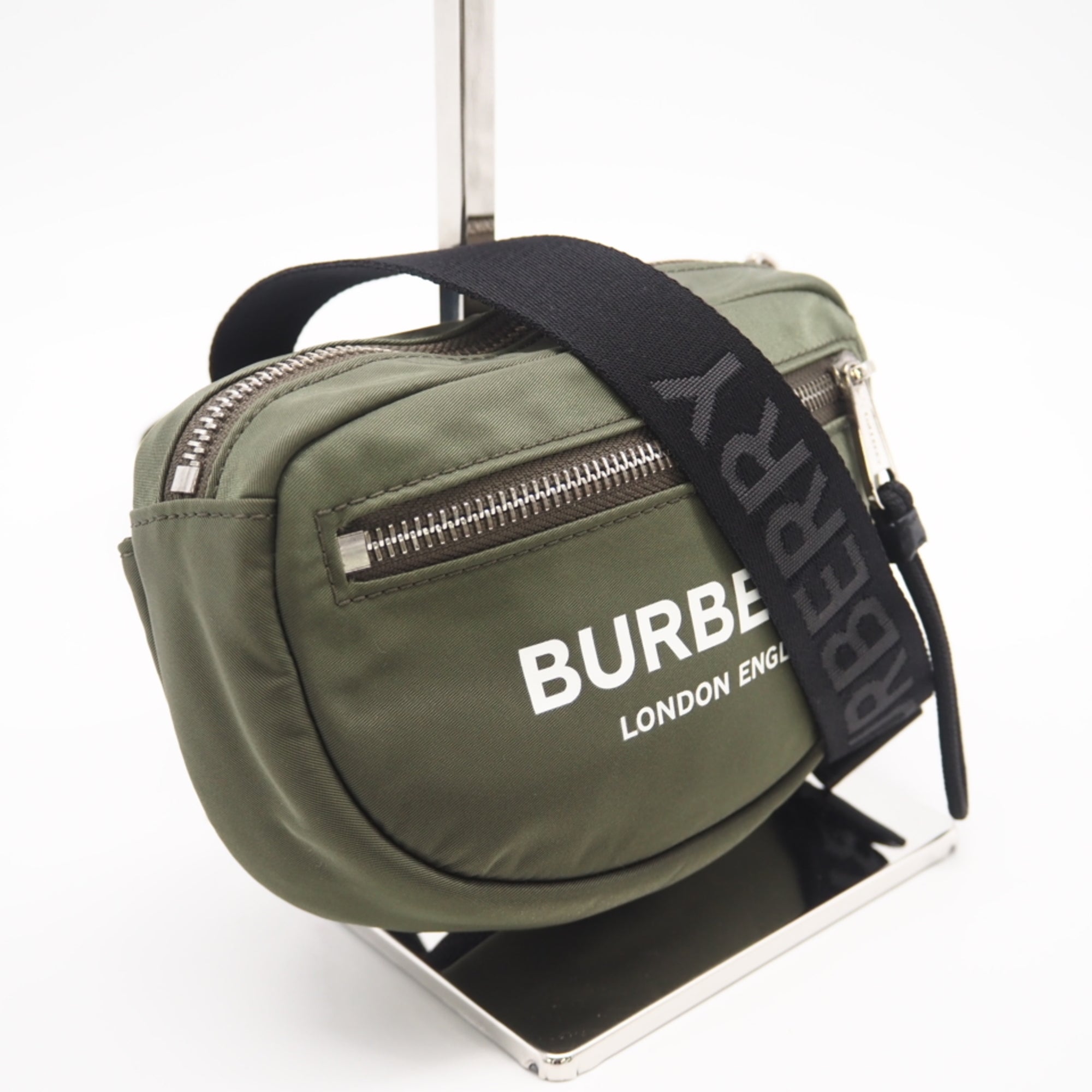Burberry Black Khaki White Nylon Fanny Pack (Pre-Owned)