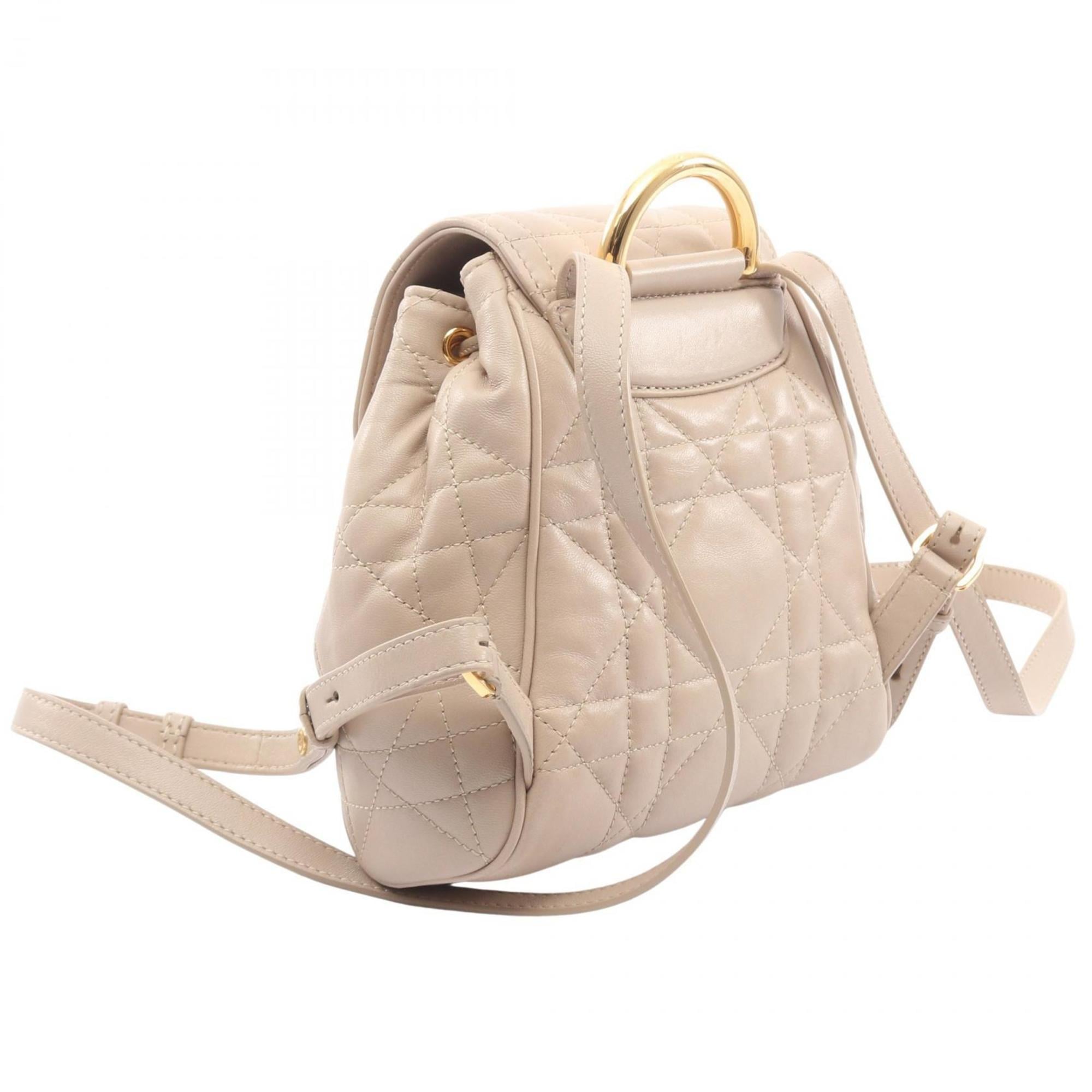Christian Dior Beige Leather Backpack Handbag (Pre-Owned)