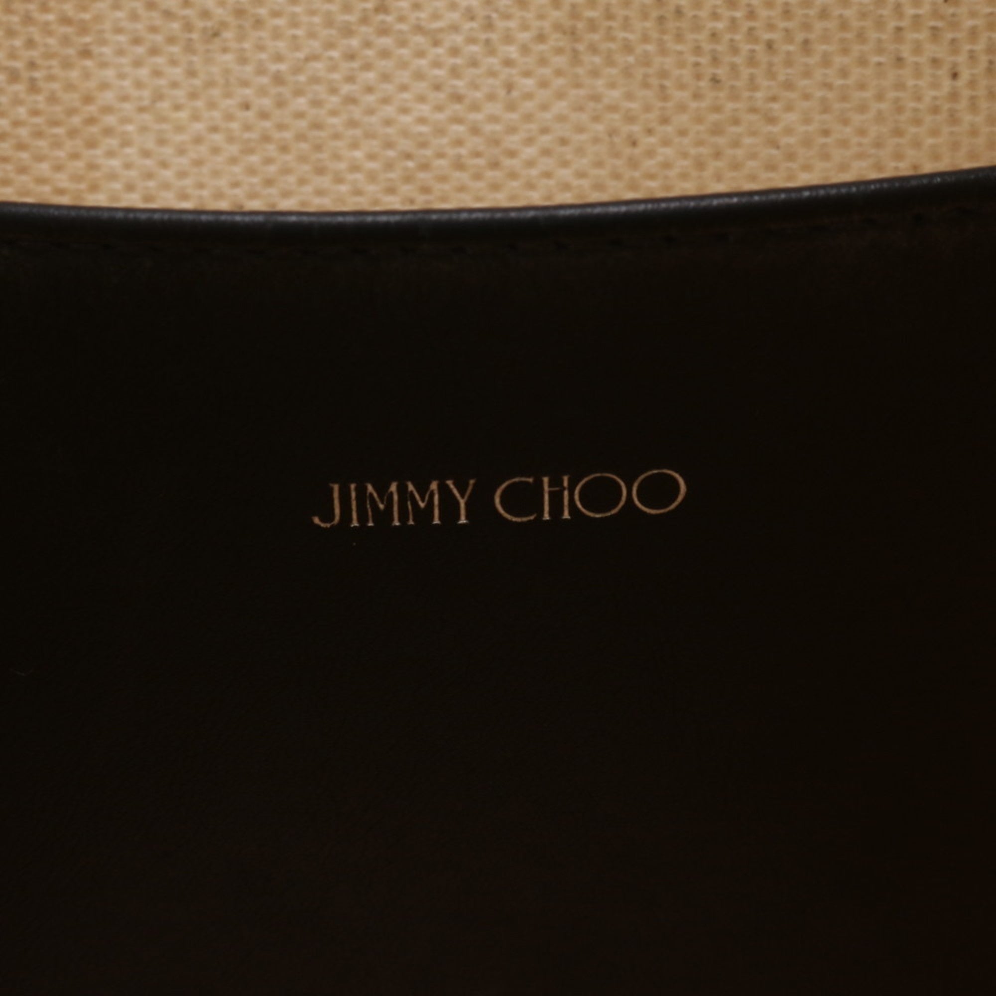 Jimmy Choo Black Off-White Leather Canvas Handbag Tote Bag (Pre-Owned)