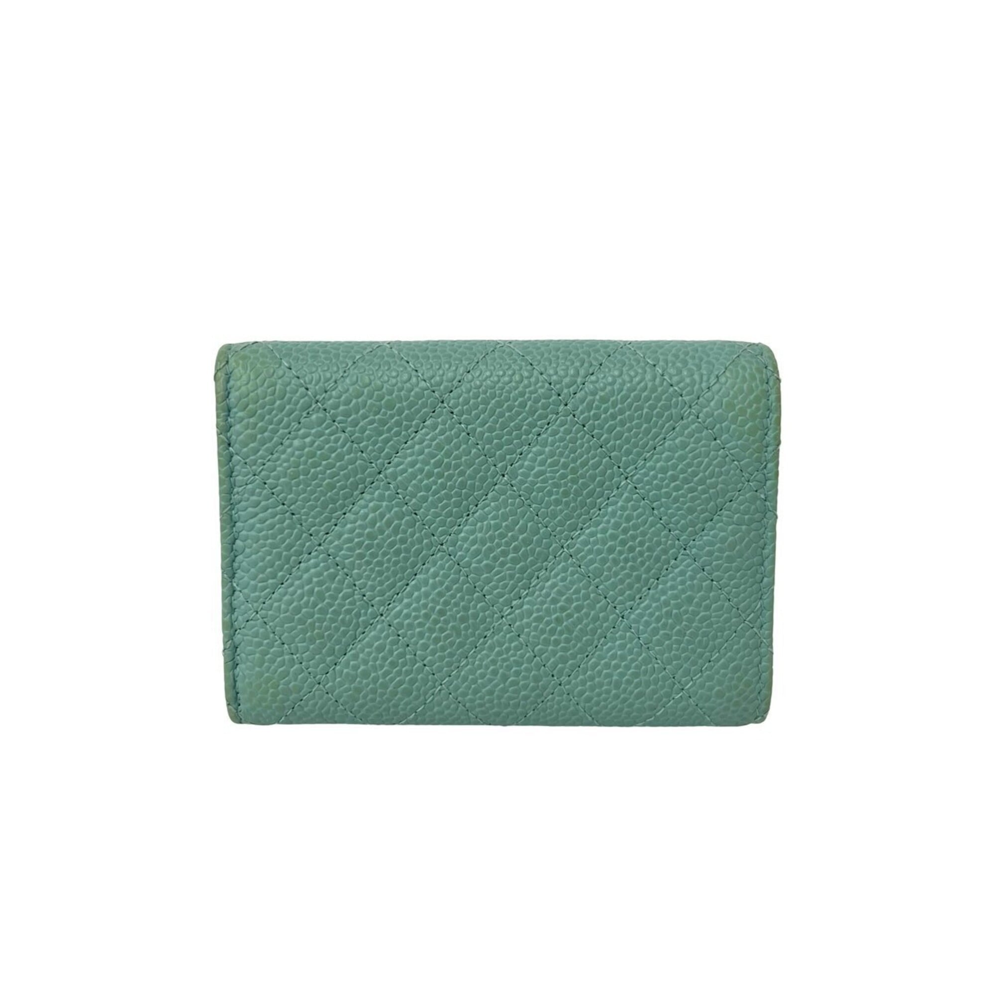 Chanel Blue Grained Calfskin Wallet (Tri-Fold) (Pre-Owned)