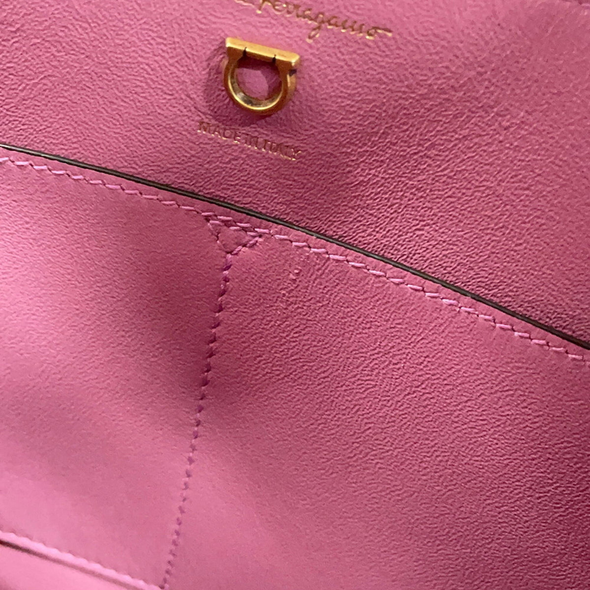 Salvatore Ferragamo Pink Yellow Leather Handbag (Pre-Owned)