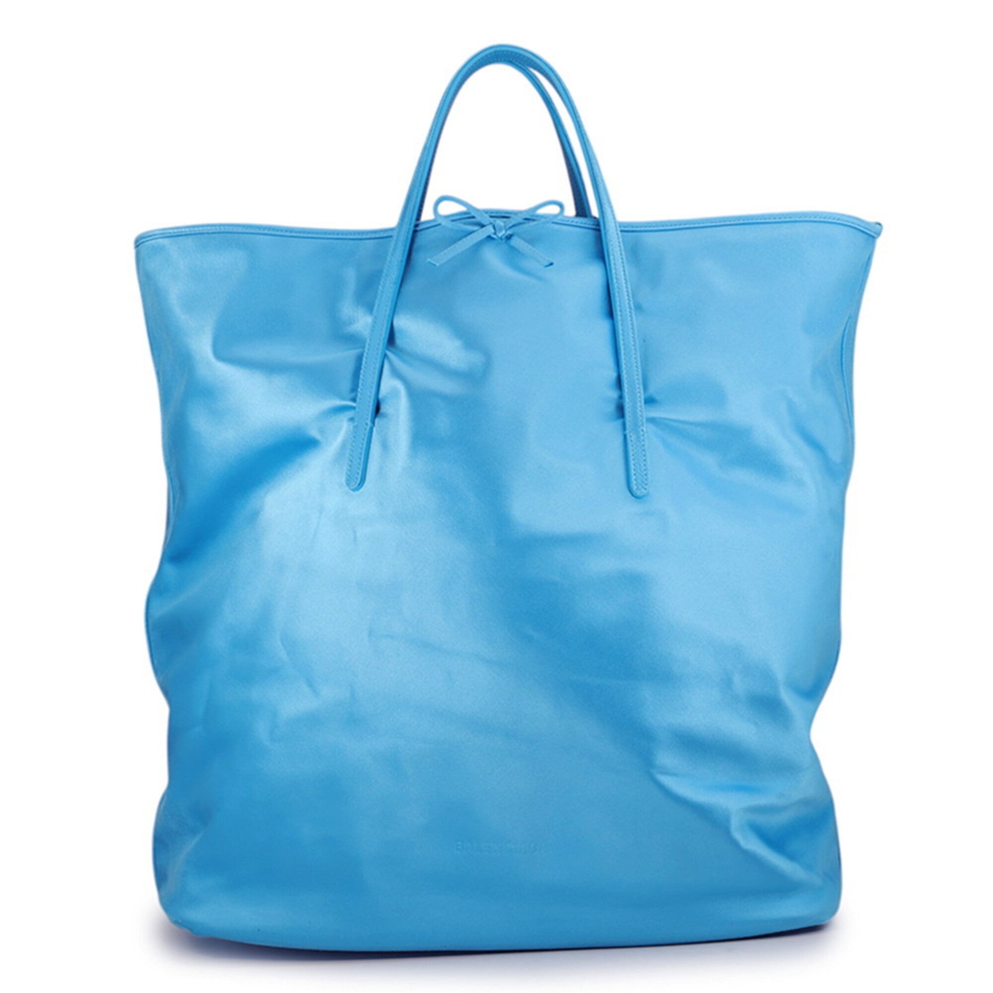 Balenciaga Blue Satin Leather Handbag Tote Bag (Pre-Owned)