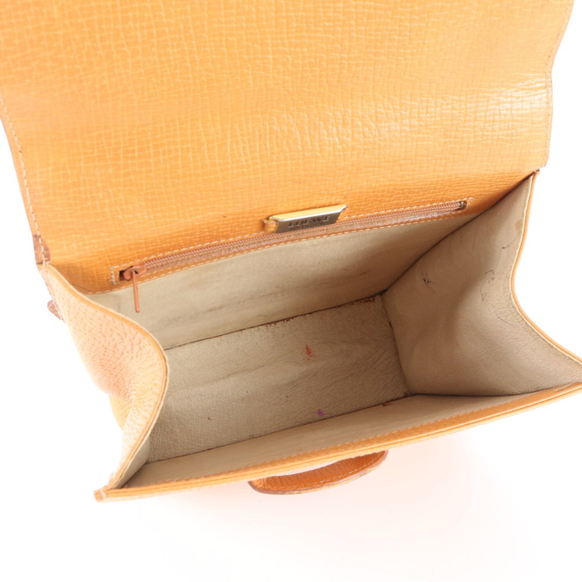Loewe Barcelona Orange Leather Handbag Tote Bag (Pre-Owned)