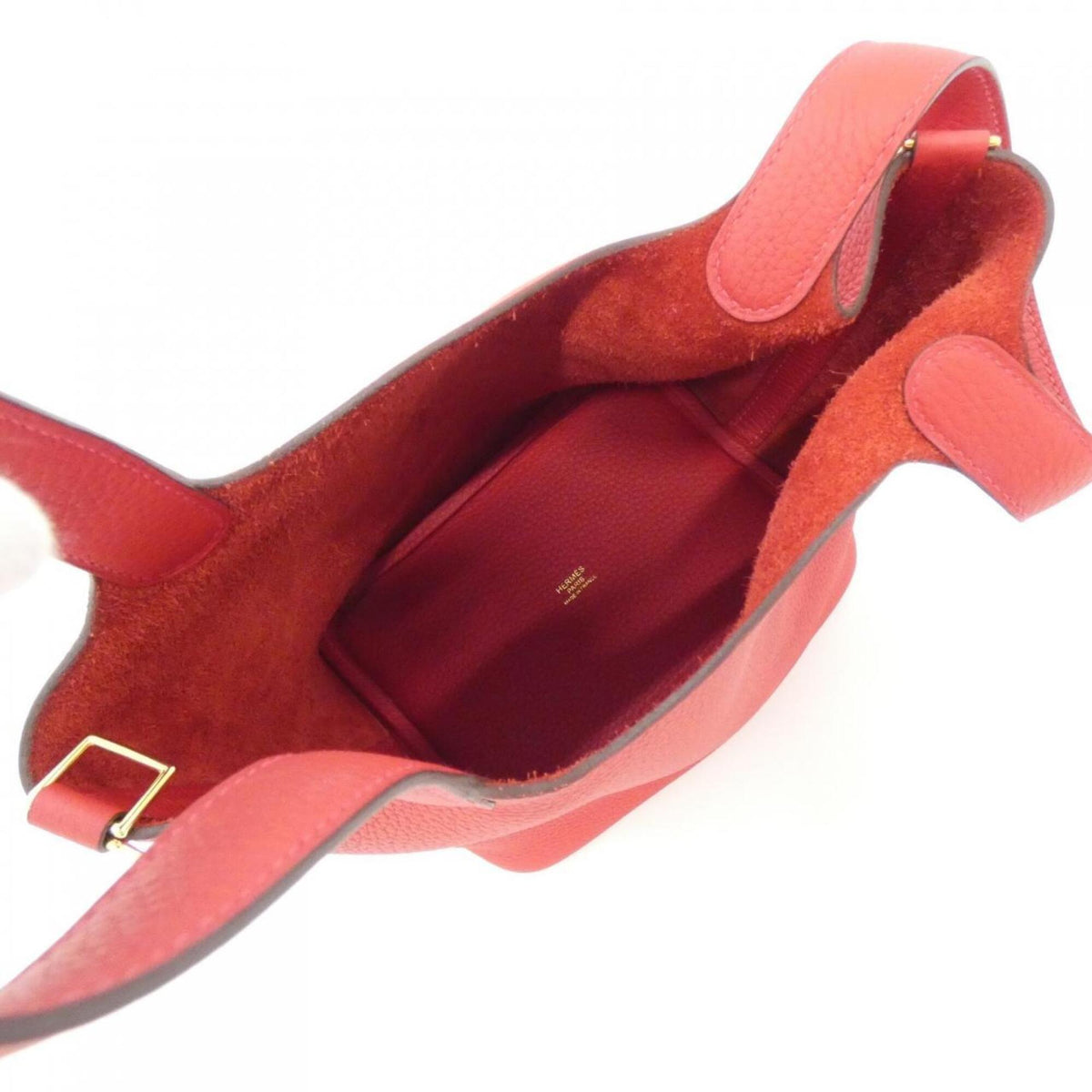 Hermes Red Color Taurillon Clemence Leather Handbag (Pre-Owned)