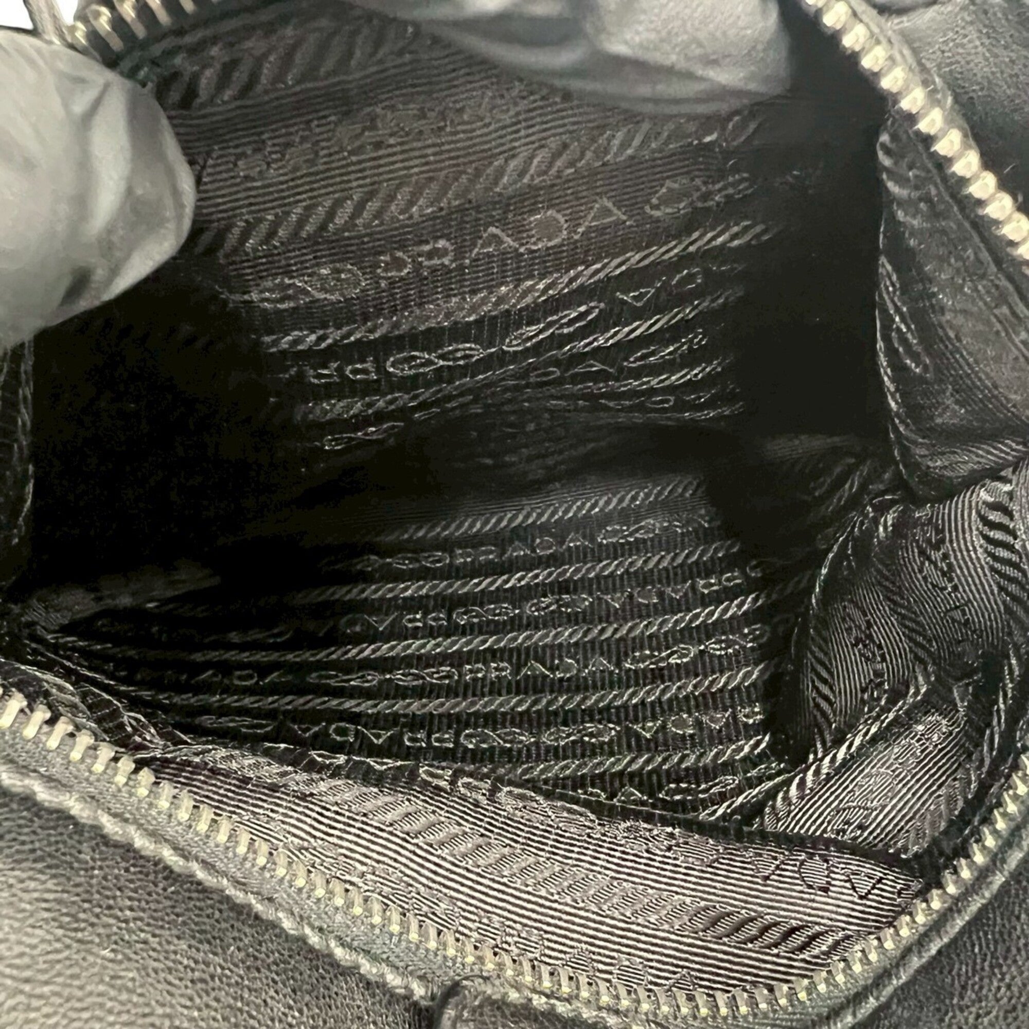 Prada Black Nylon Leather Handbag Tote Bag (Pre-Owned)