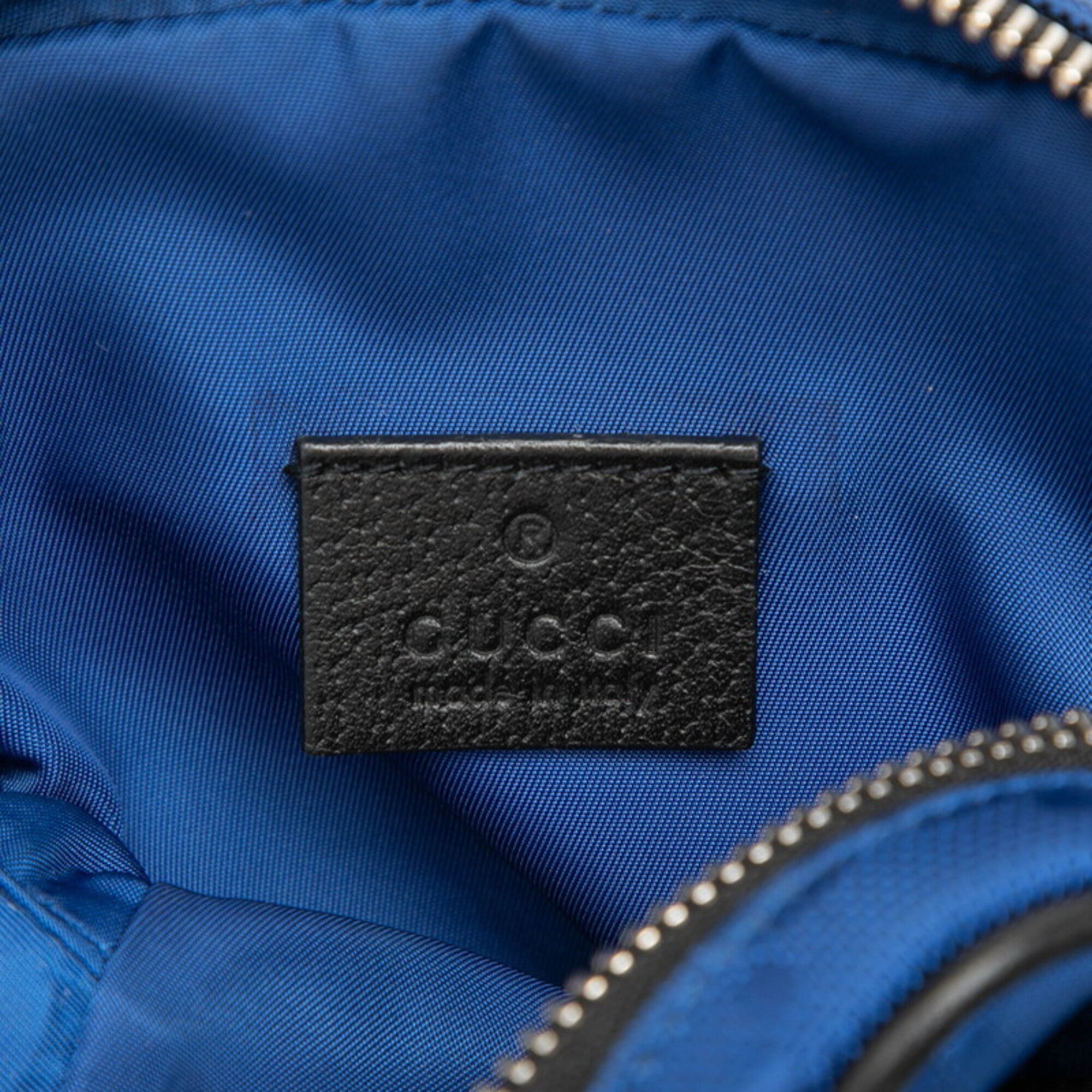 Gucci Black Blue Nylon Leather Shoulder Bag (Pre-Owned)