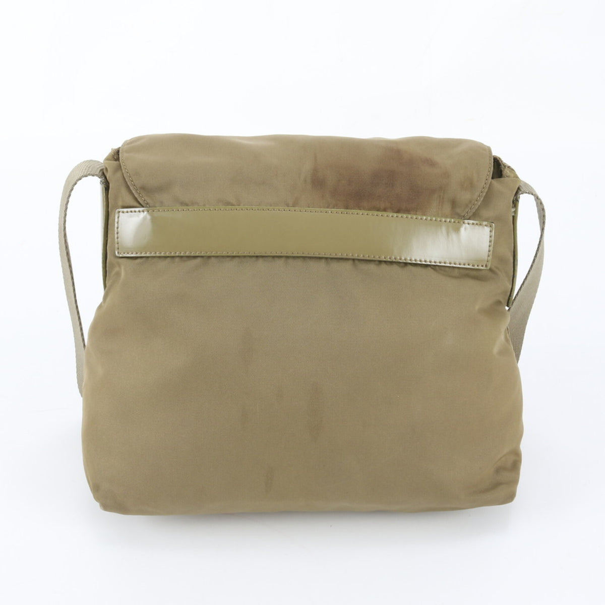 Prada Green Khaki Leather Nylon Messenger Bag Shoulder Bag (Pre-Owned)
