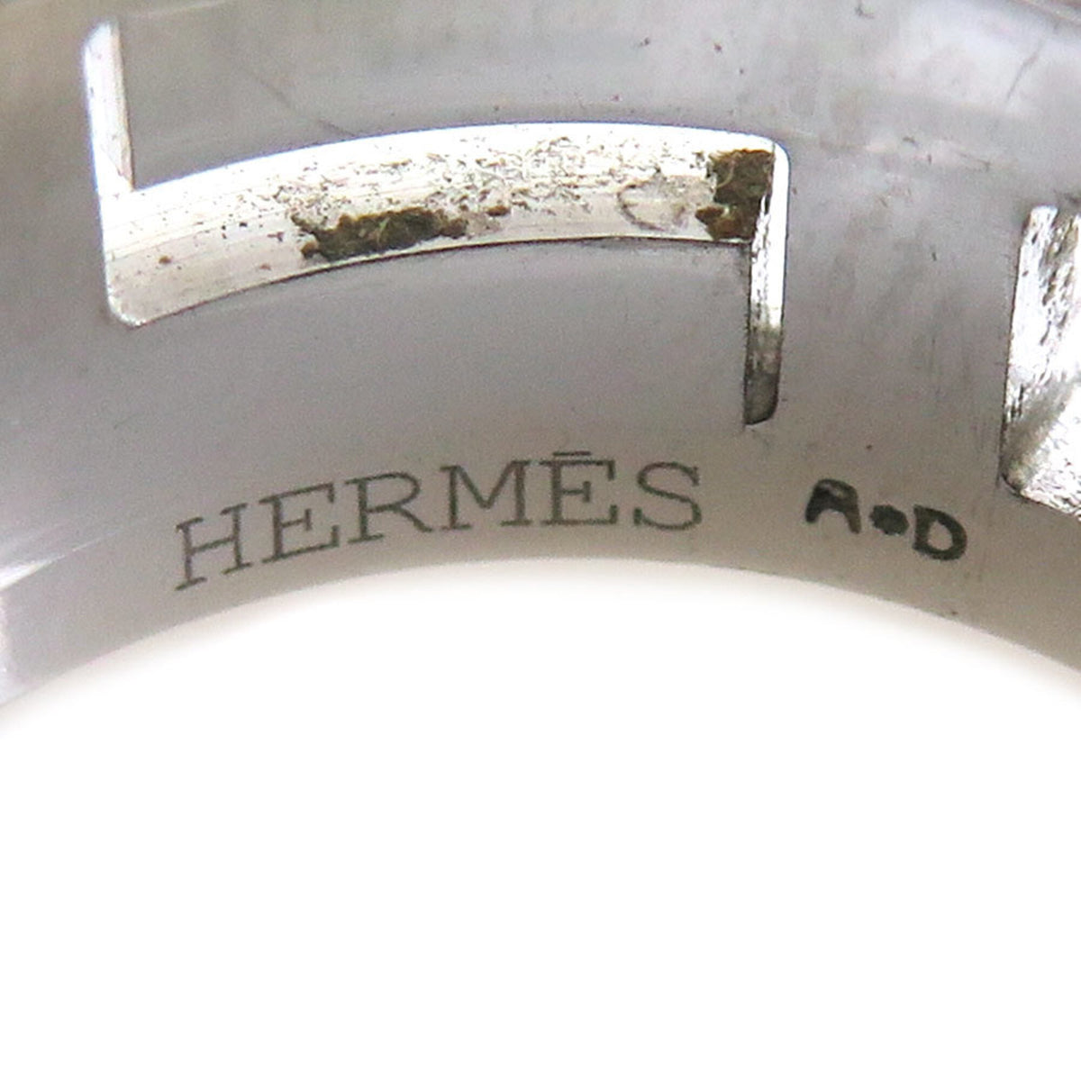 Hermes Silver Pink Enamel Silver 925 Band Ring (Pre-Owned)