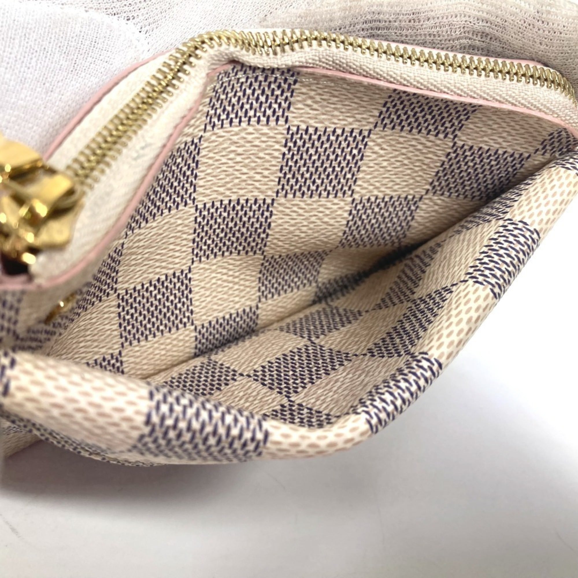 Louis Vuitton Pink White Damier Azur Coin Purse/Coin Case (Pre-Owned)