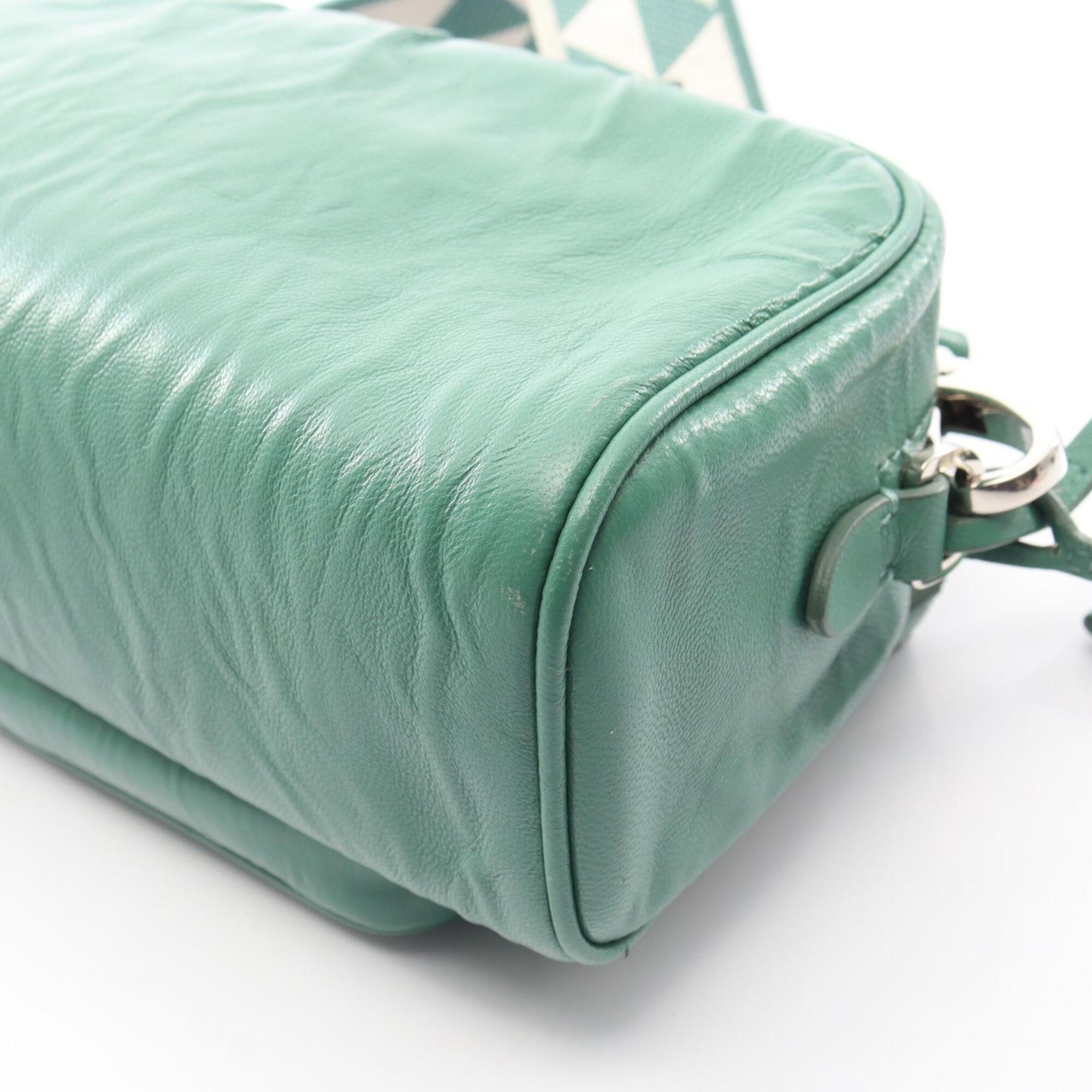 Prada Green Leather Handbag Shoulder Bag (Pre-Owned)