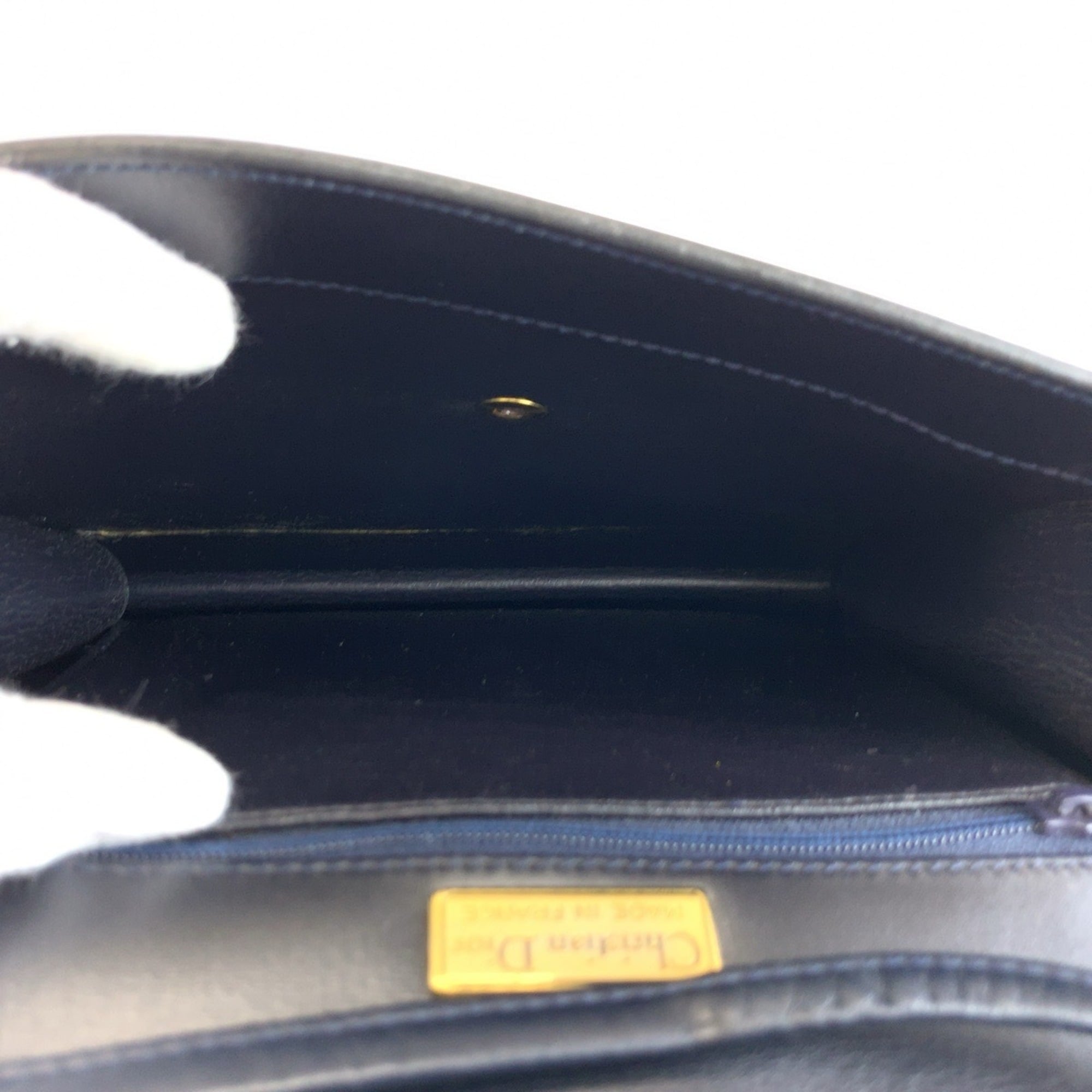 Christian Dior Navy Leather Pochette Shoulder Bag (Pre-Owned)