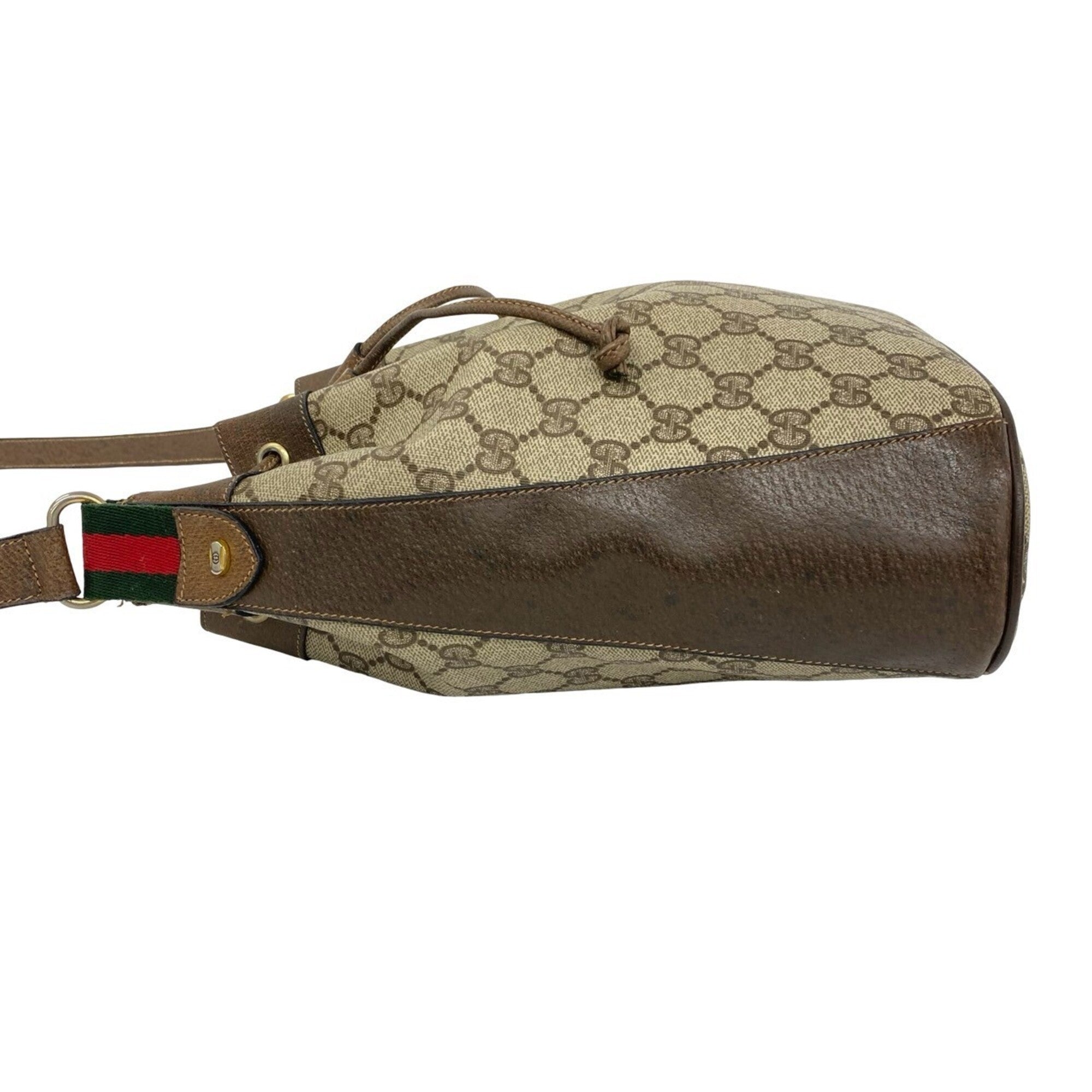 Gucci Brown Green Red Color Leather Pvc Shoulder Bag (Pre-Owned)