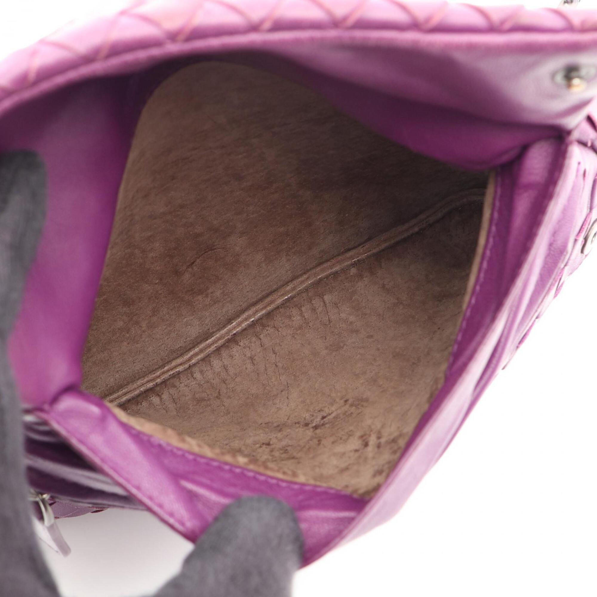 Bottega Veneta Intrecciato Purple Leather Handbag Shoulder Bag (Pre-Owned)