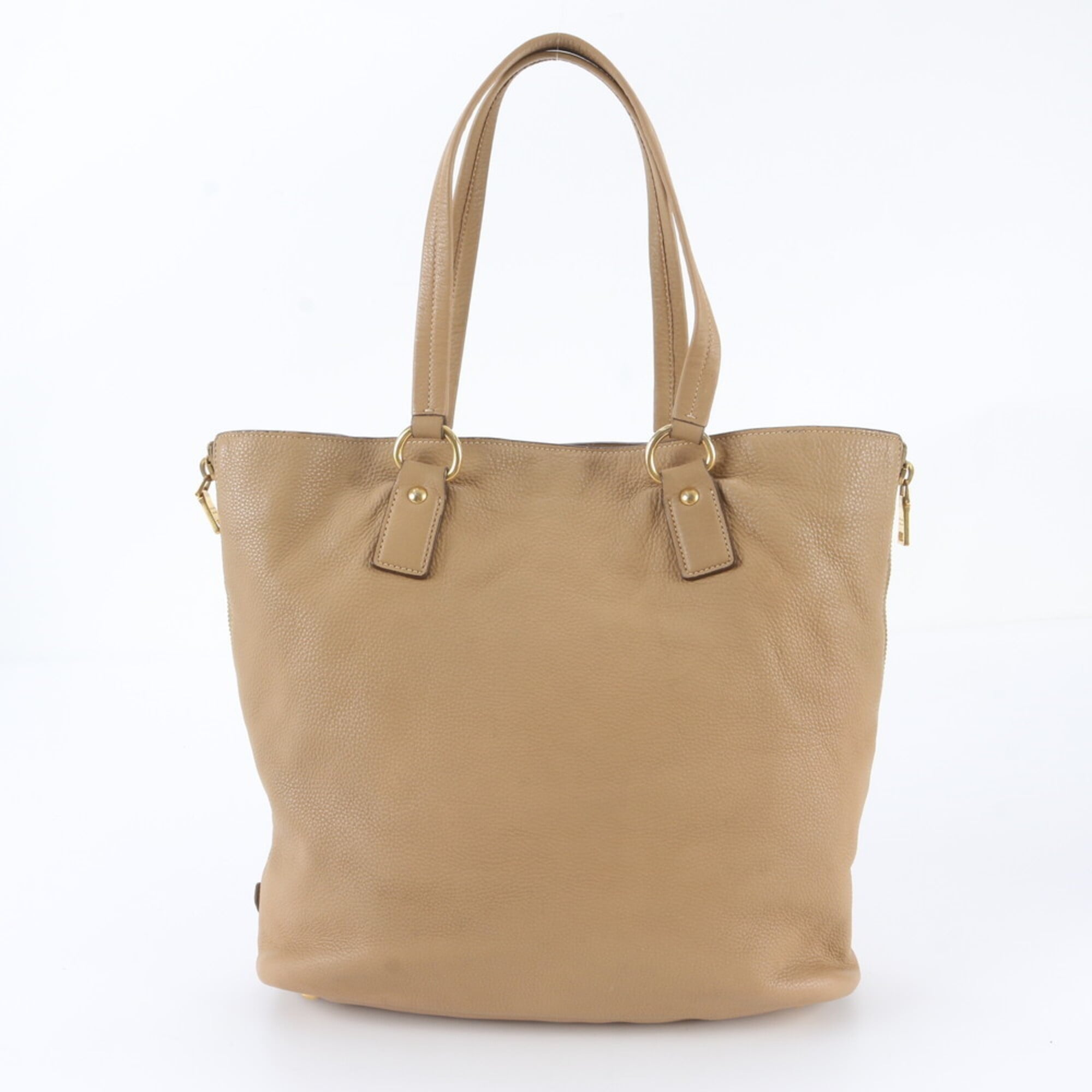 Prada Brown Leather Handbag Shoulder Bag Tote Bag (Pre-Owned)