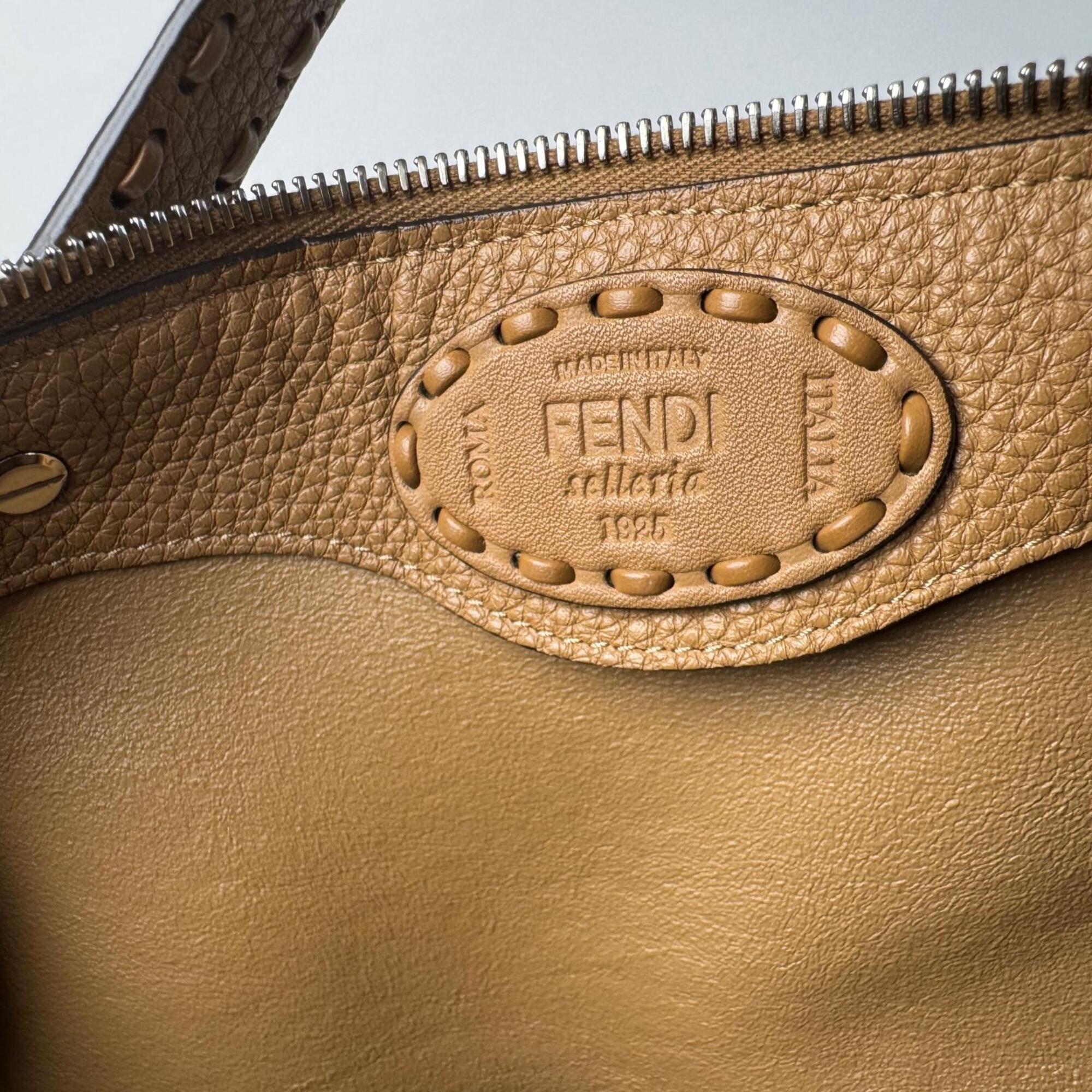 Fendi Brown Leather Handbag Shoulder Bag (Pre-Owned)