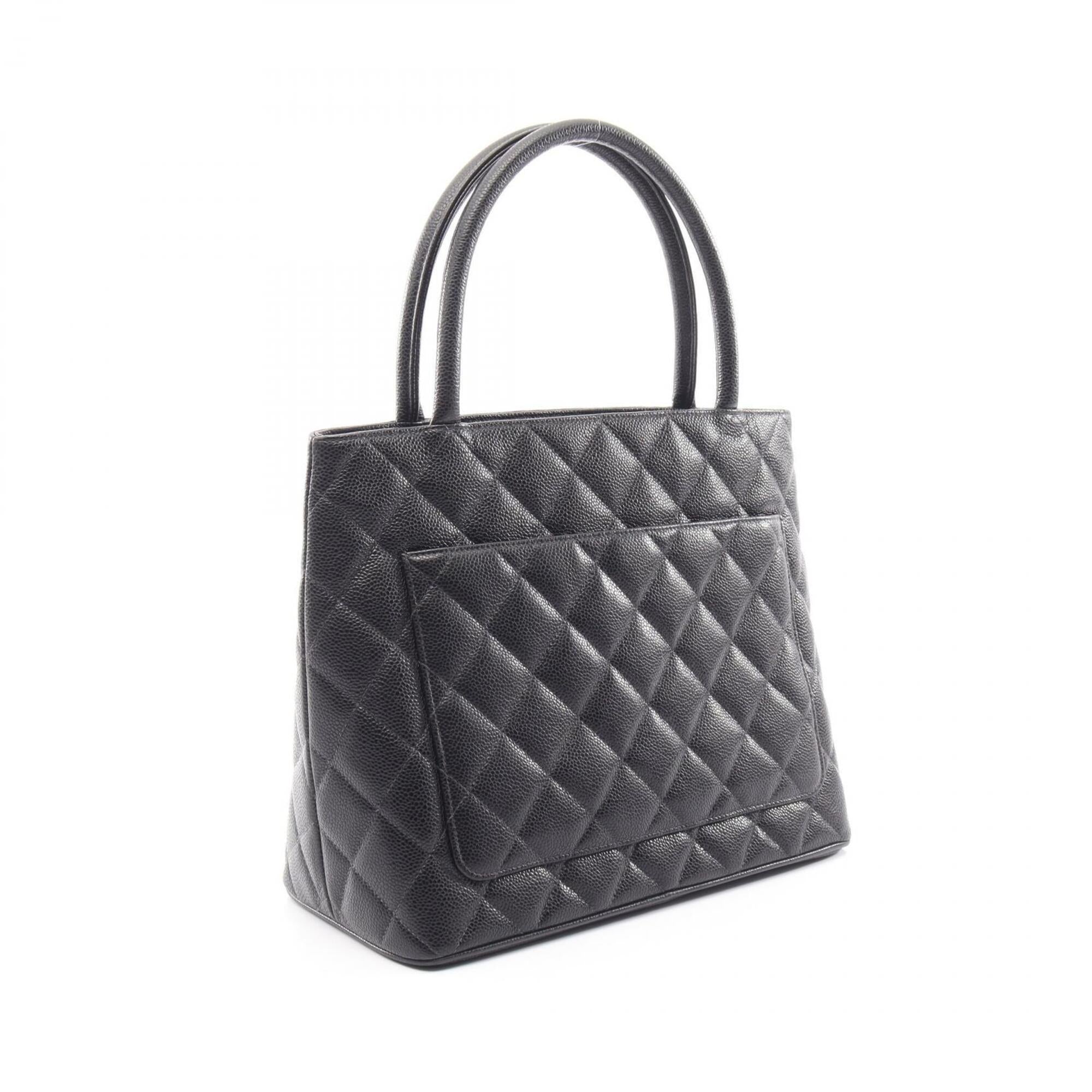 Chanel Black Grained Calfskin Handbag Tote Bag (Pre-Owned)