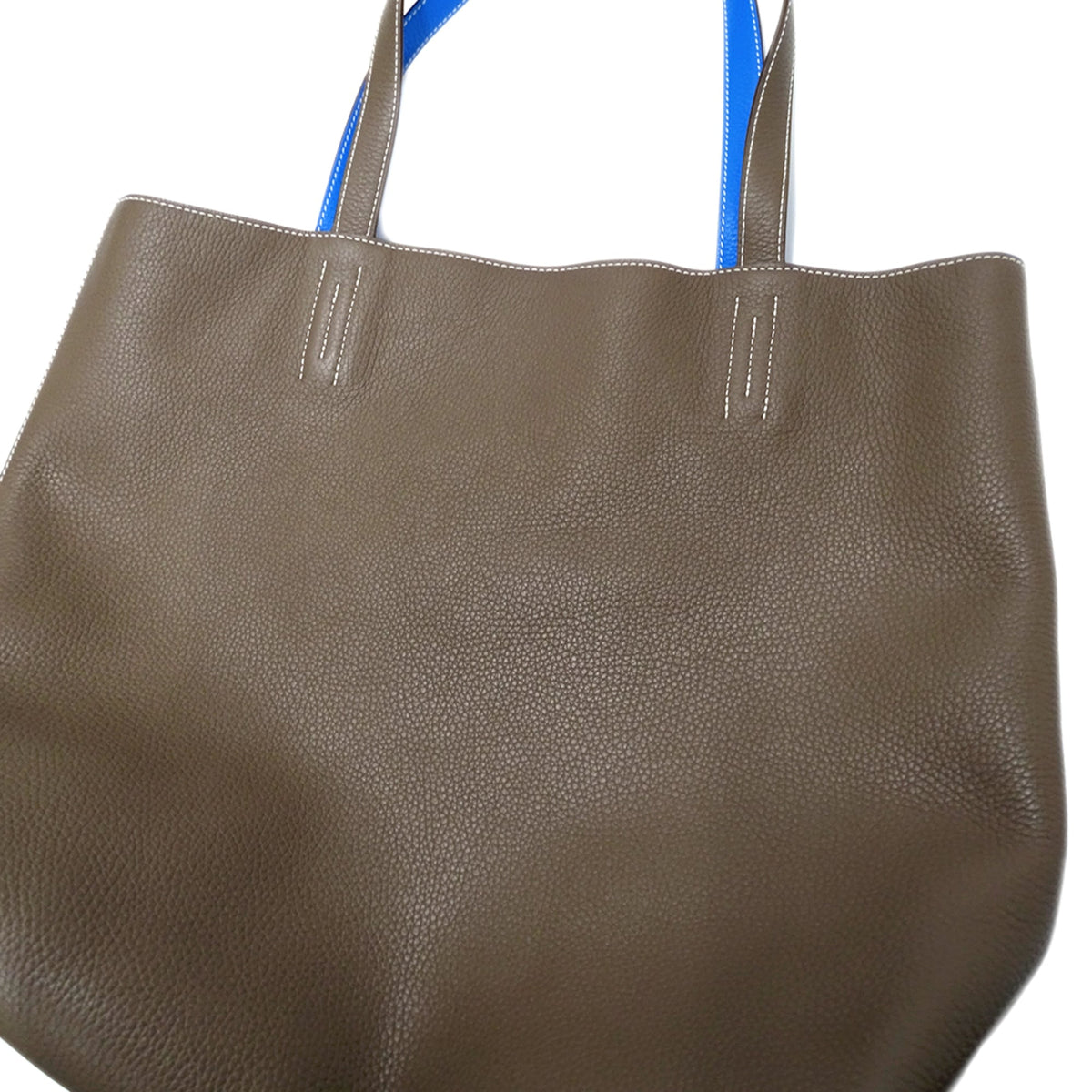 Hermes Blue Etoupe Gray Taurillon Clemence Leather Handbag Tote Bag (Pre-Owned)