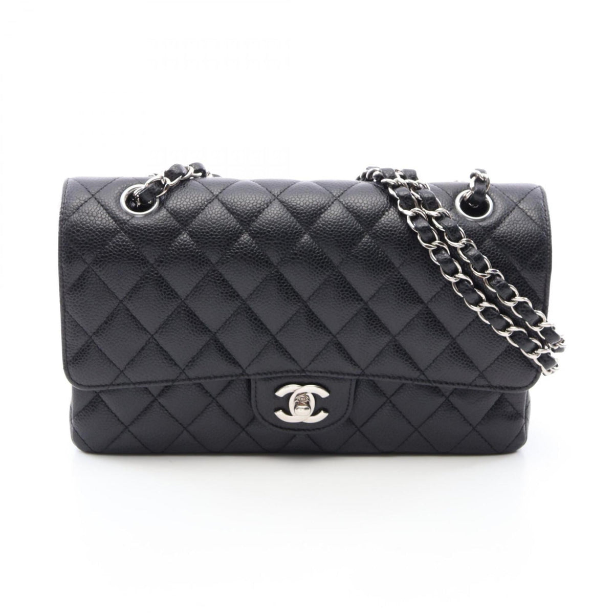 Chanel Black Grained Calfskin Handbag Shoulder Bag (Pre-Owned)