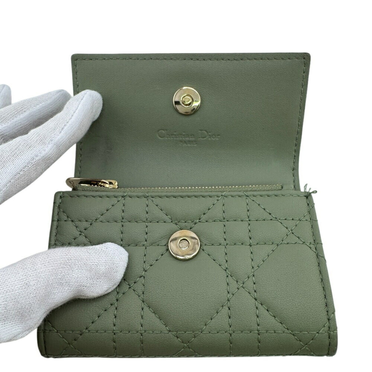 Christian Dior Green Leather Wallet (Bi-Fold) (Pre-Owned)