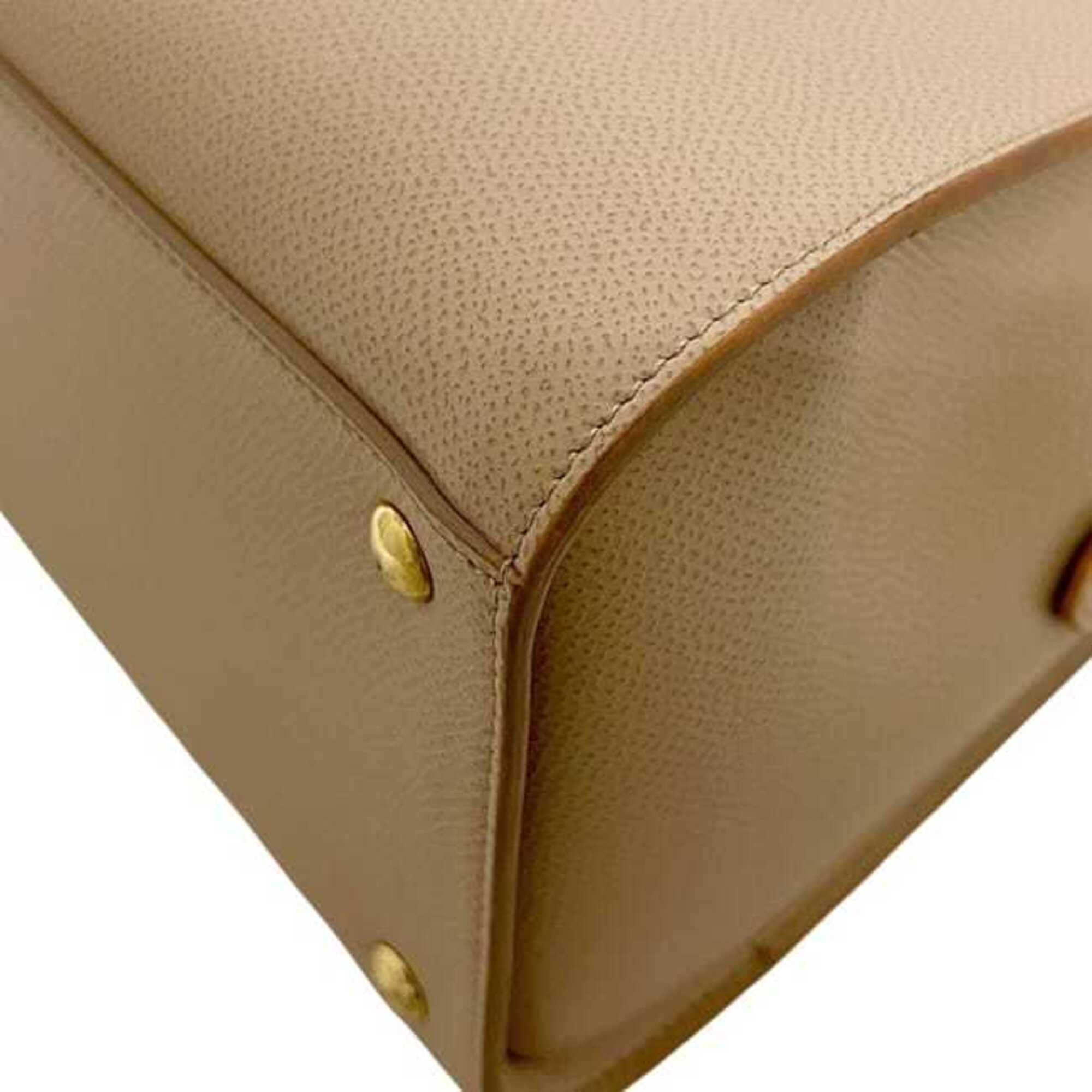 Salvatore Ferragamo Beige Leather Handbag Shoulder Bag (Pre-Owned)