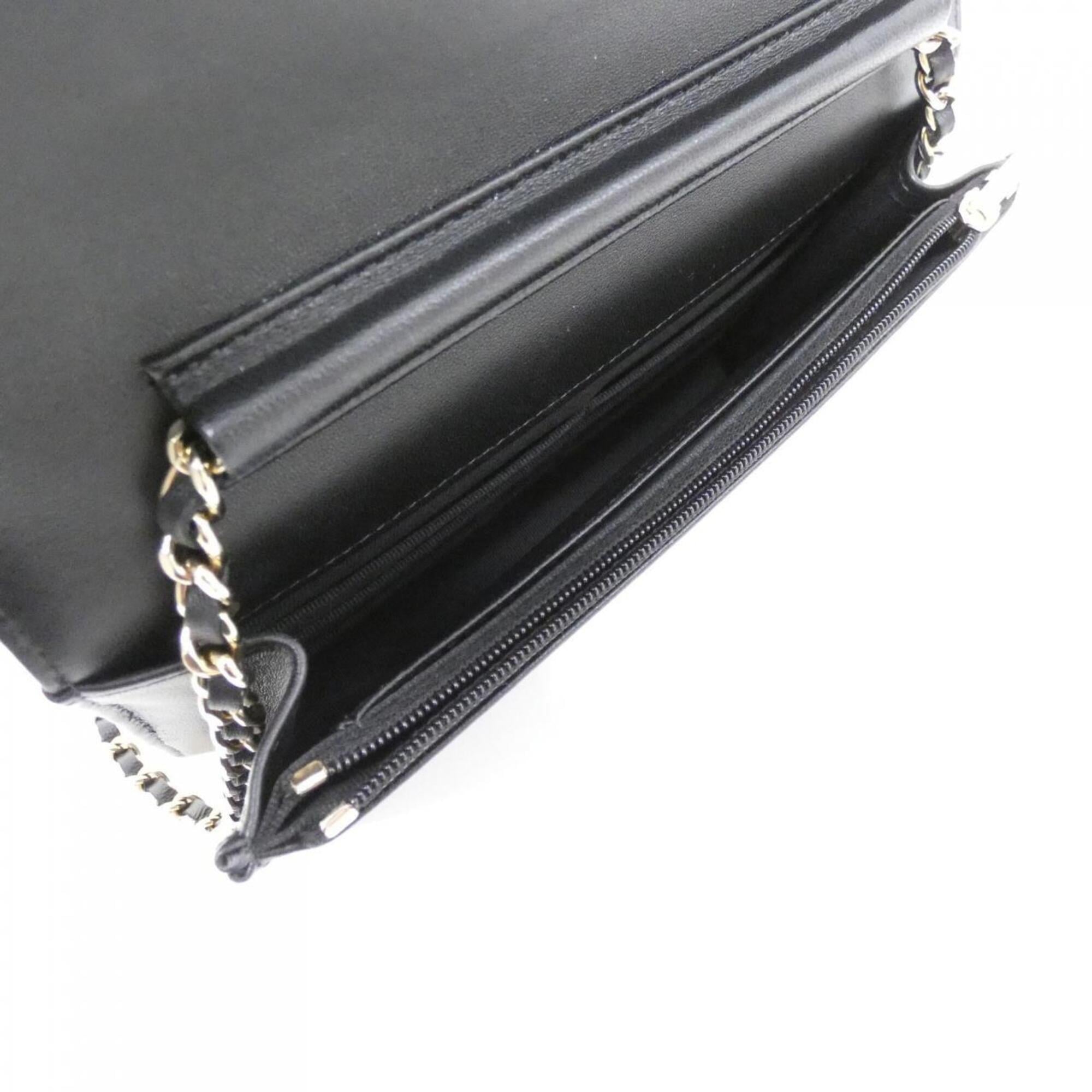 Chanel Black Leather Chain/Shoulder Wallet (Pre-Owned)