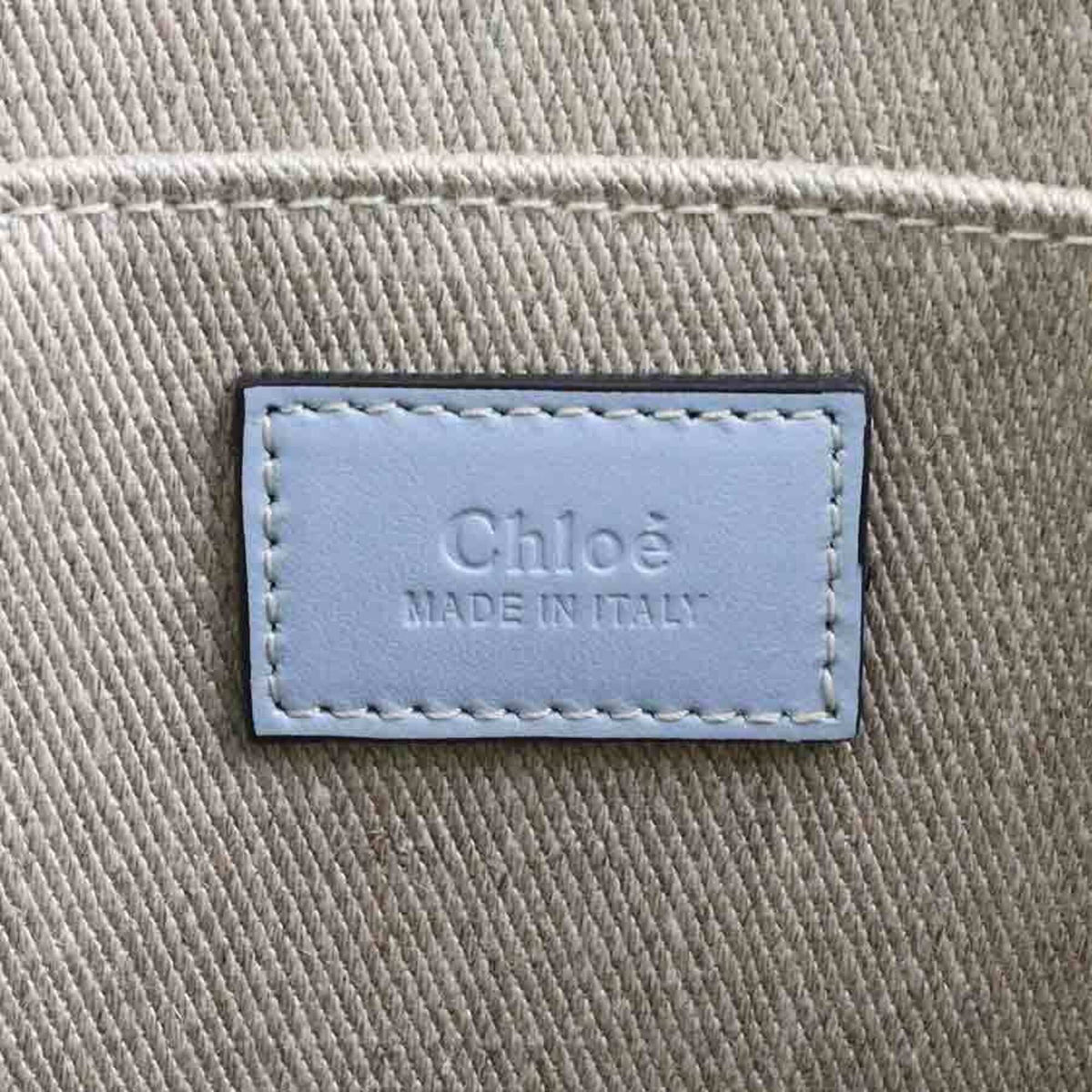Chloé Beige Light Blue Canvas Leather Tote Bag (Pre-Owned)