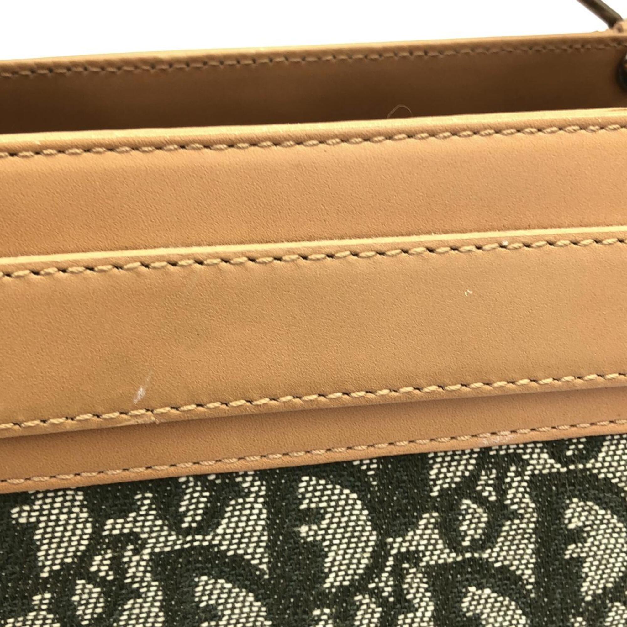Christian Dior Green Canvas Leather Handbag (Pre-Owned)