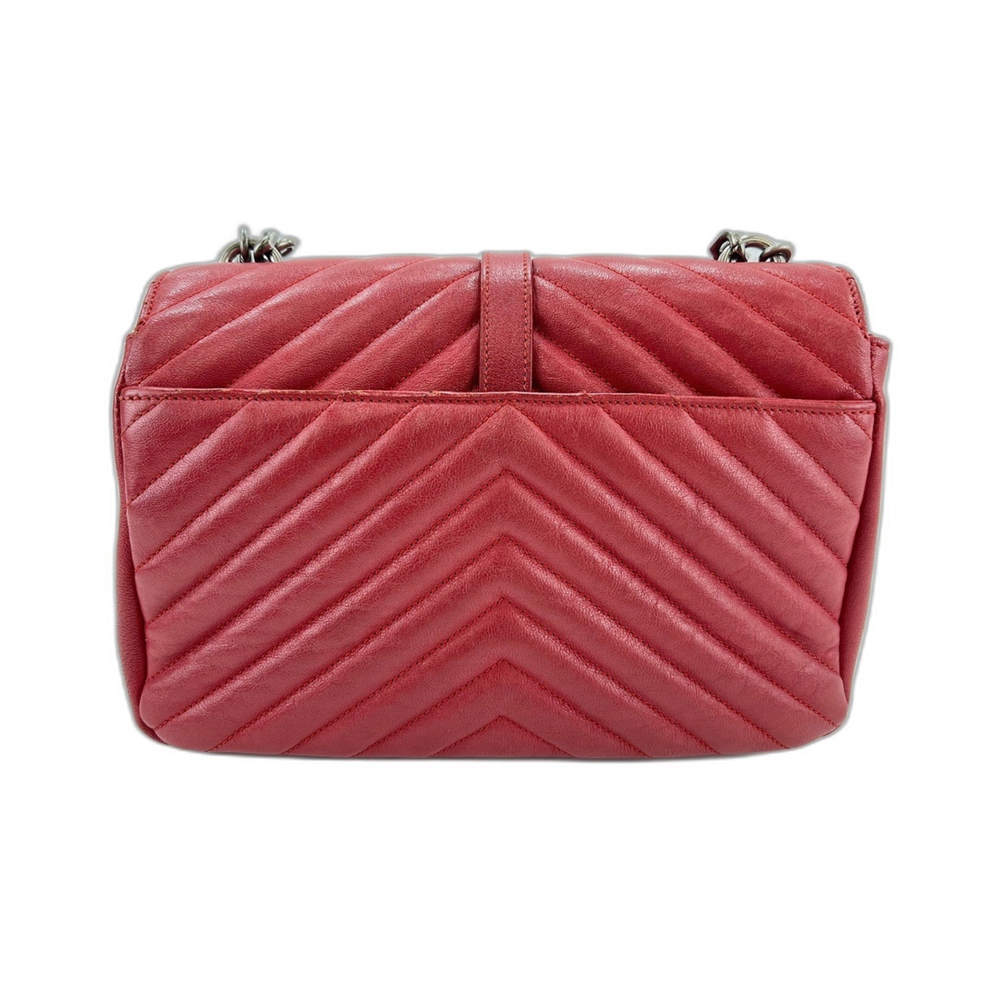Yves Saint Laurent Red Color Leather Shoulder Bag (Pre-Owned)