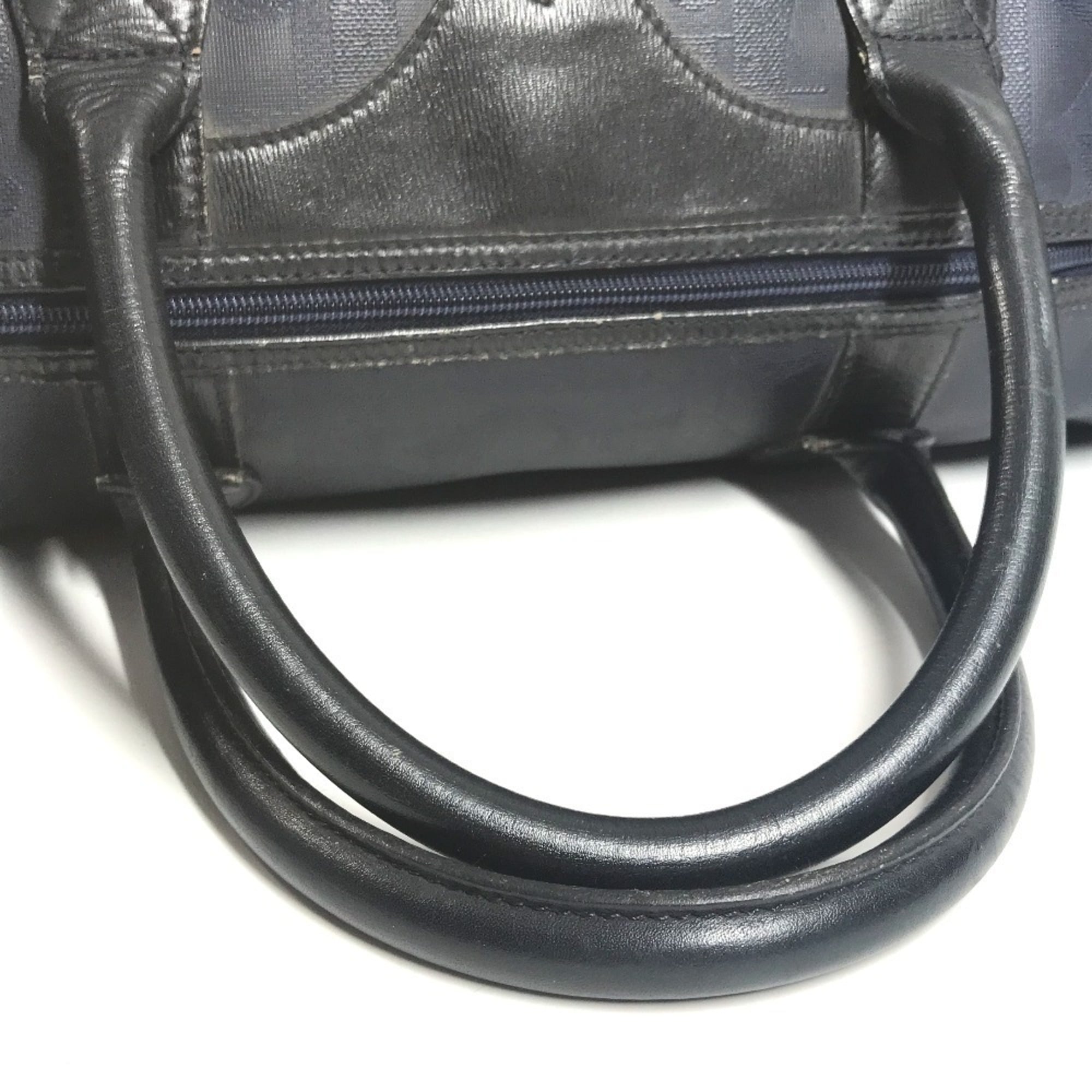 Christian Dior Navy Pvc Leather Boston Bag Handbag (Pre-Owned)