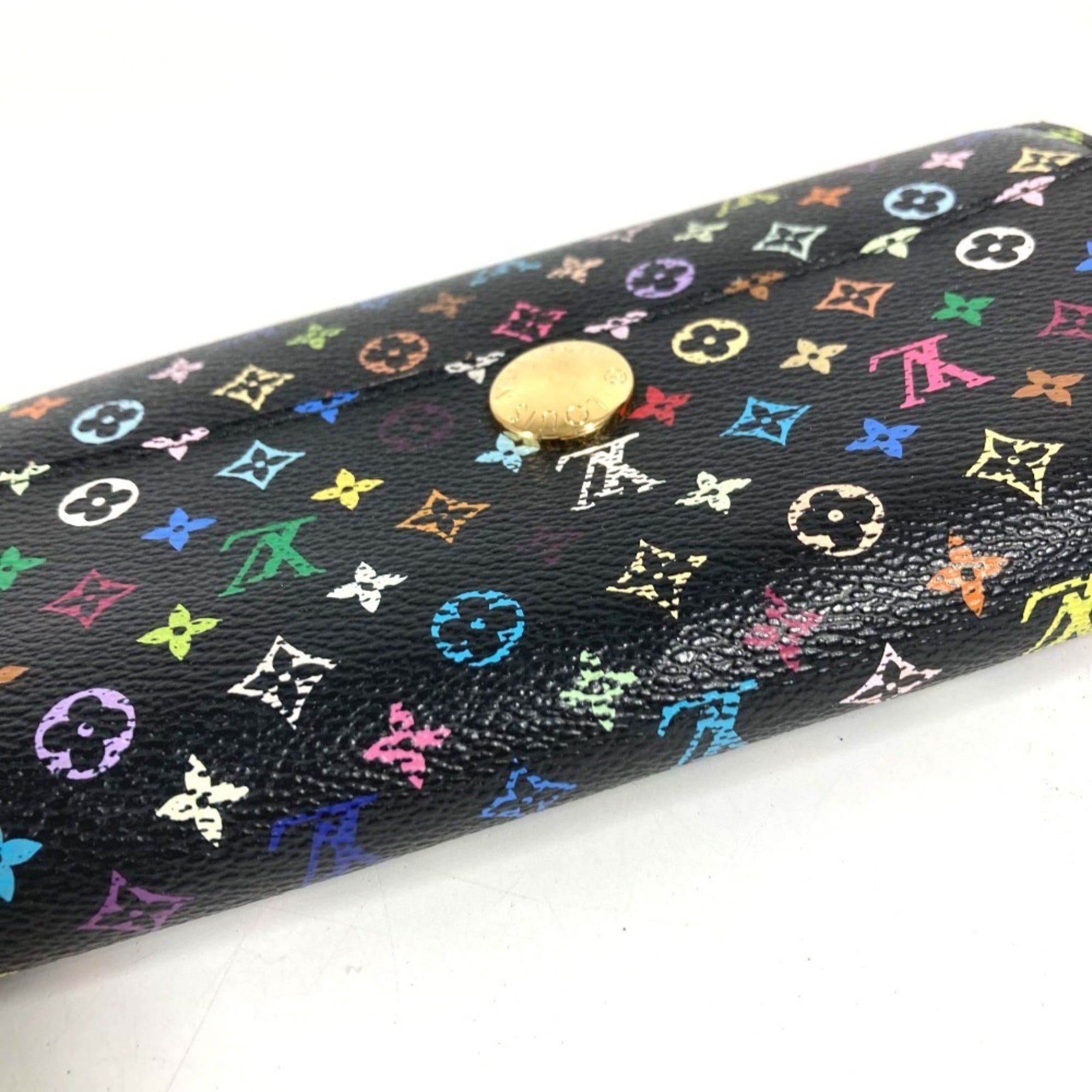 Louis Vuitton Black Multi-Color Purple Monogram Multicolore Canvas Long Wallet (Bi-Fold) (Pre-Owned)