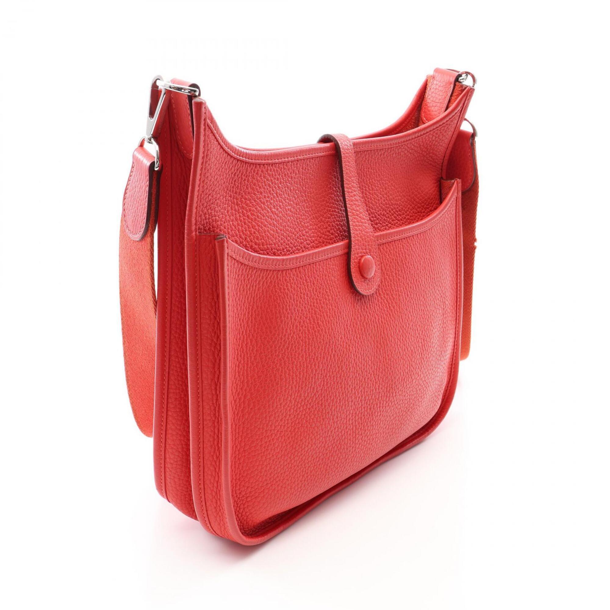 Hermes Red Color Taurillon Clemence Leather Handbag Shoulder Bag (Pre-Owned)