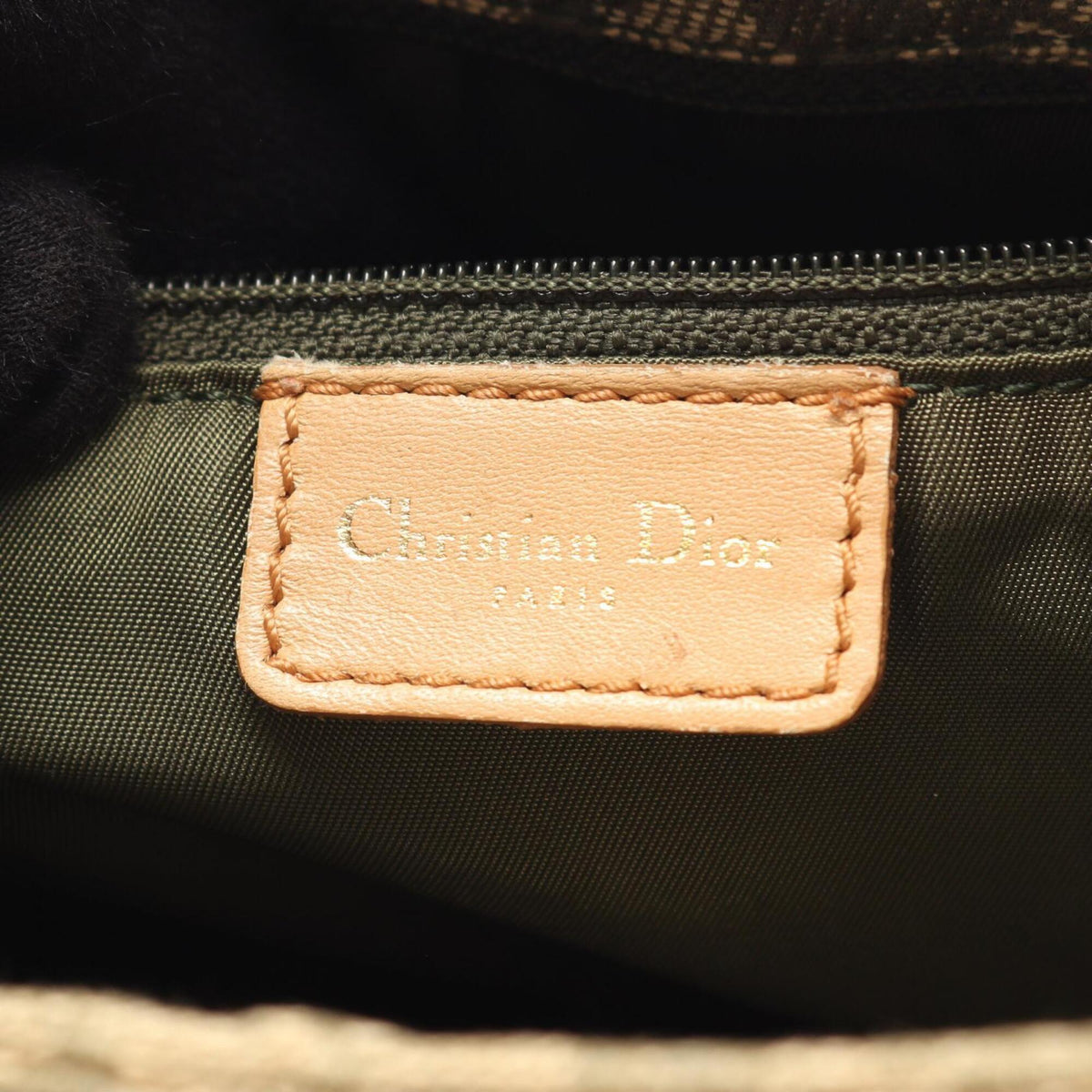 Christian Dior Beige Khaki Canvas Leather Handbag Tote Bag (Pre-Owned)