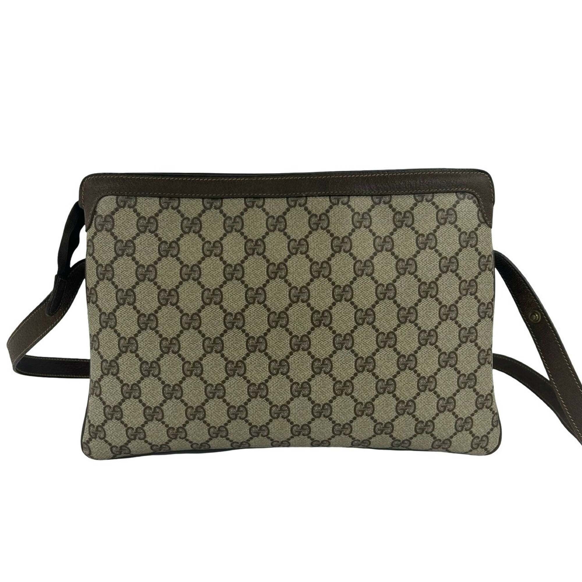 Gucci Brown Green Red Color Leather Pvc Shoulder Bag (Pre-Owned)