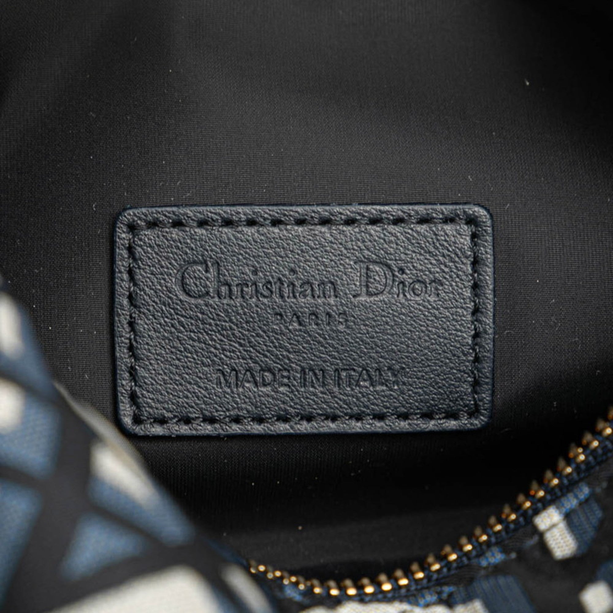 Christian Dior Gray Navy Fabric Leather Pouch (Pre-Owned)