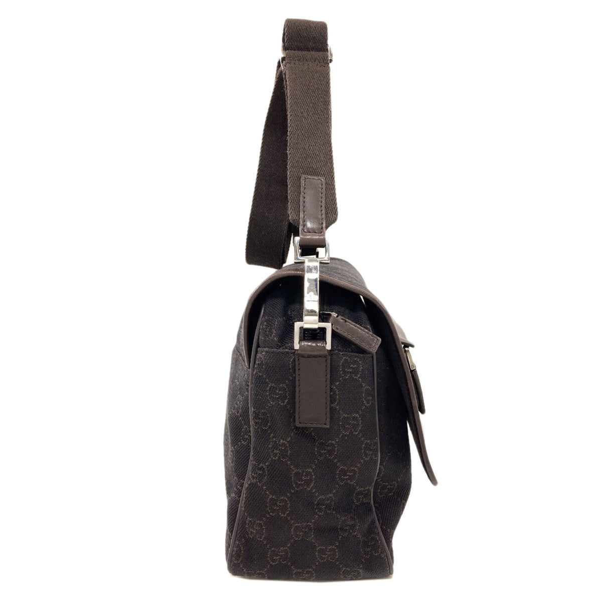 Gucci Dark Brown Canvas Shoulder Bag (Pre-Owned)