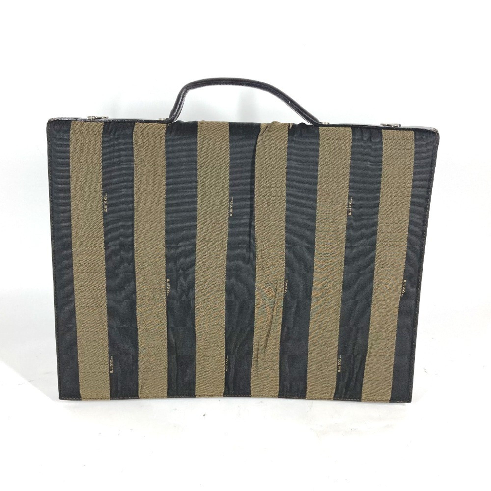 Fendi Black Brown Nylon Leather Briefcase Handbag Tote Bag (Pre-Owned)