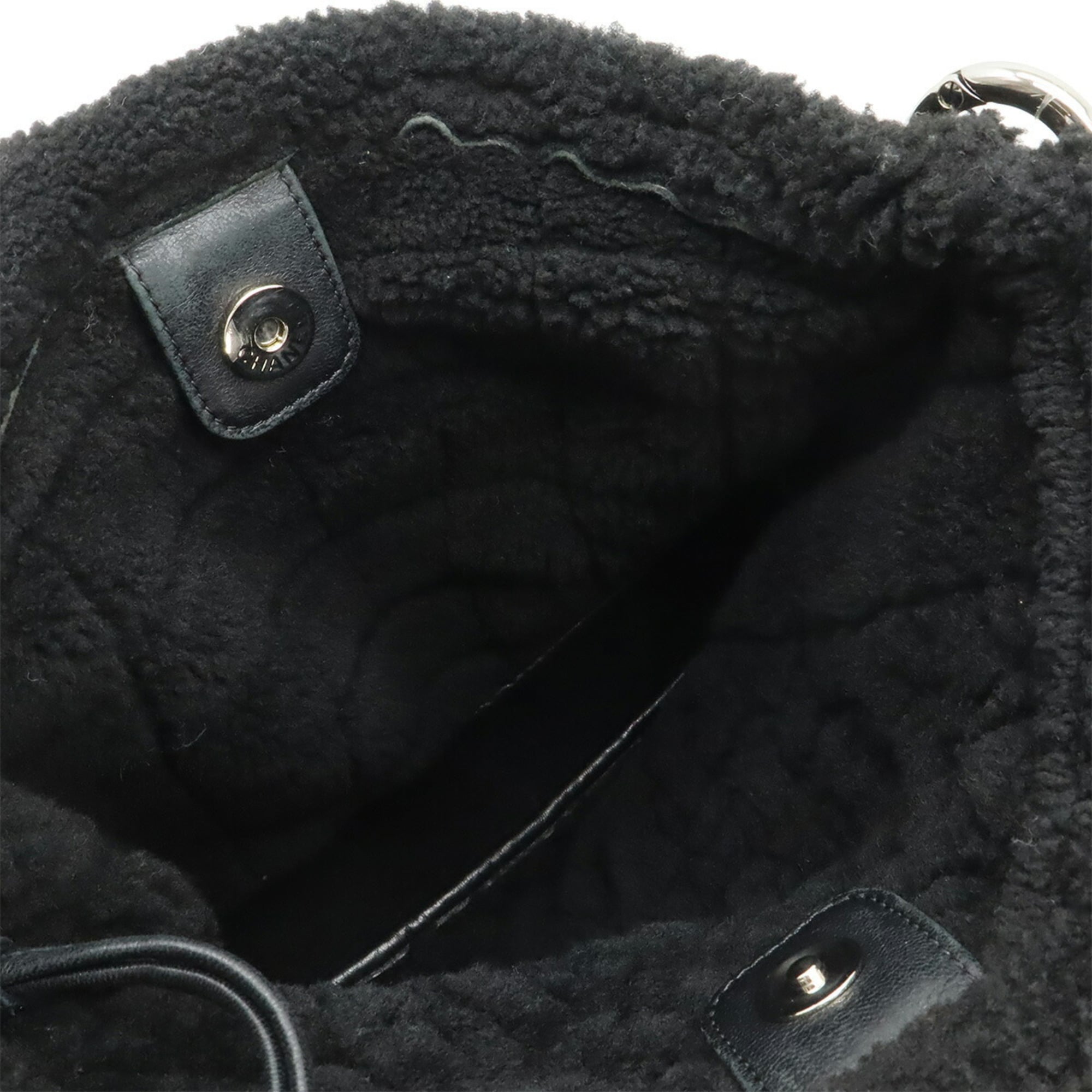 Chanel Mouton Black Gray Leather Shoulder Bag (Pre-Owned)