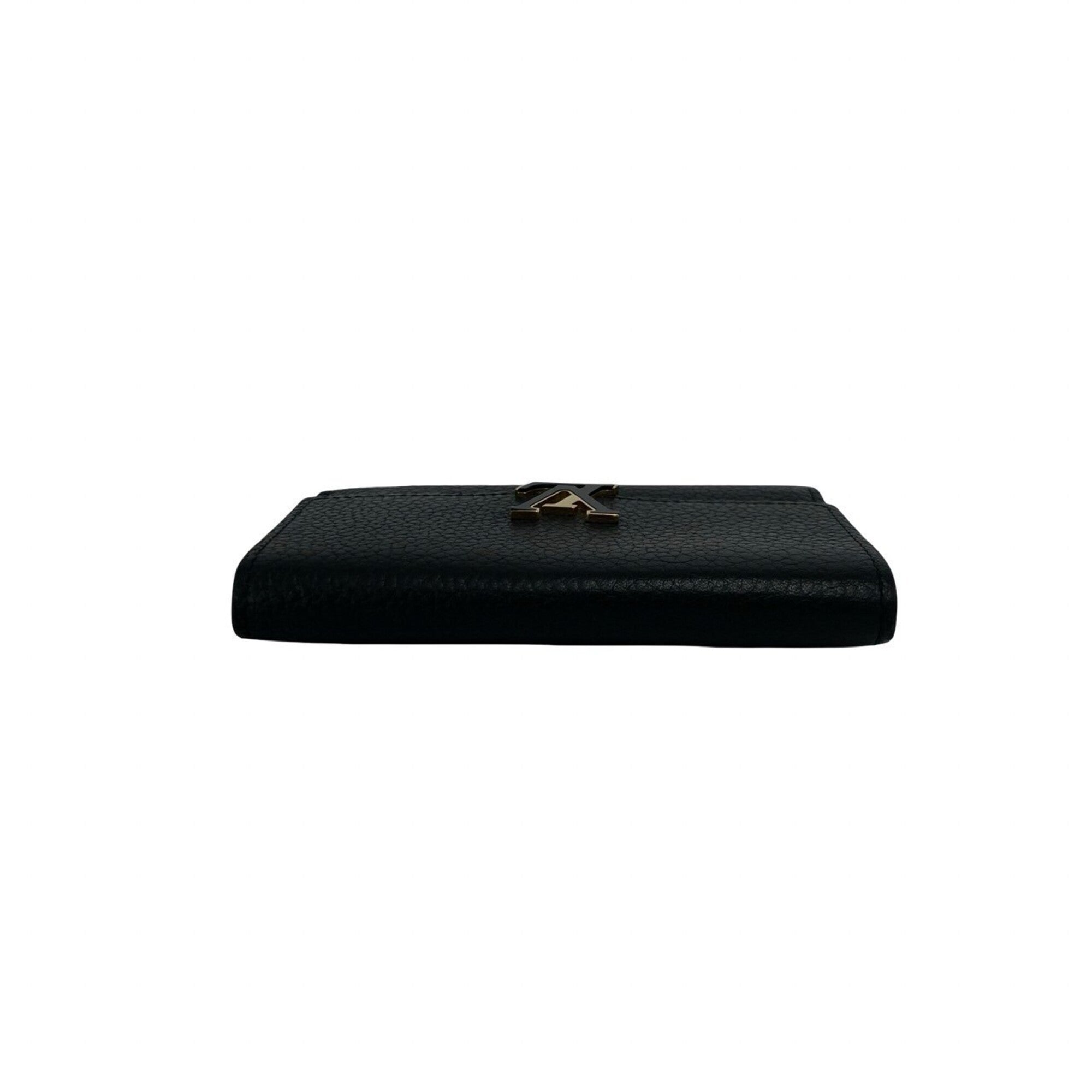 Louis Vuitton Black Leather Wallet (Tri-Fold) (Pre-Owned)