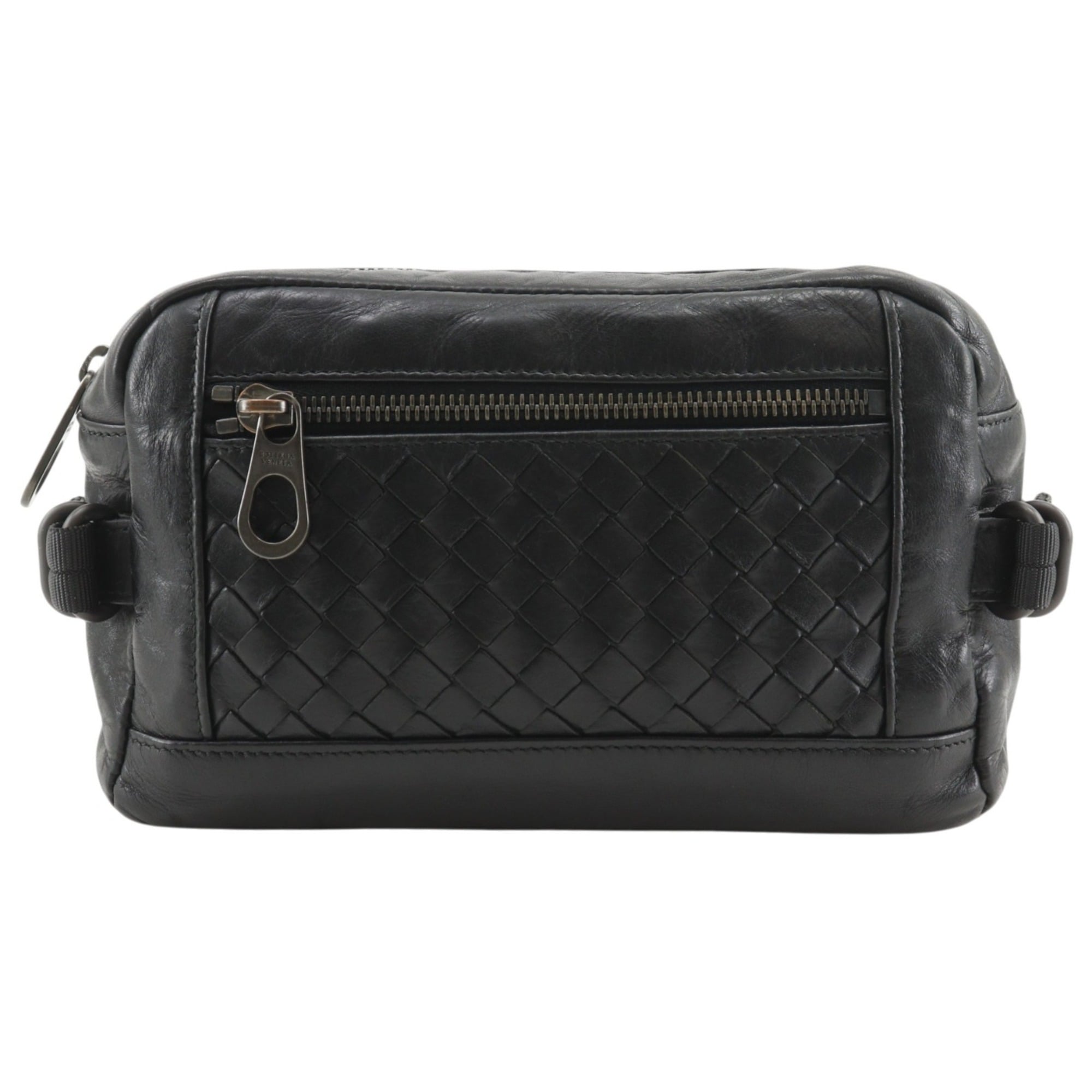 Bottega Veneta Intrecciato Black Leather Fanny Pack (Pre-Owned)