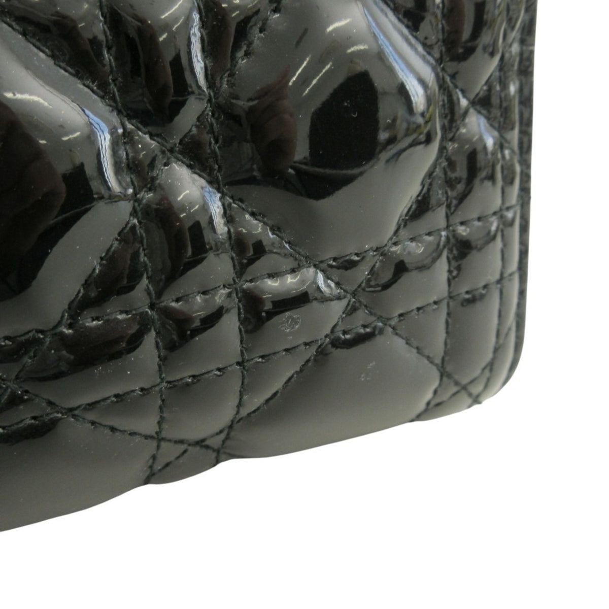 Christian Dior Lady Dior Black Patent Leather Handbag (Pre-Owned)
