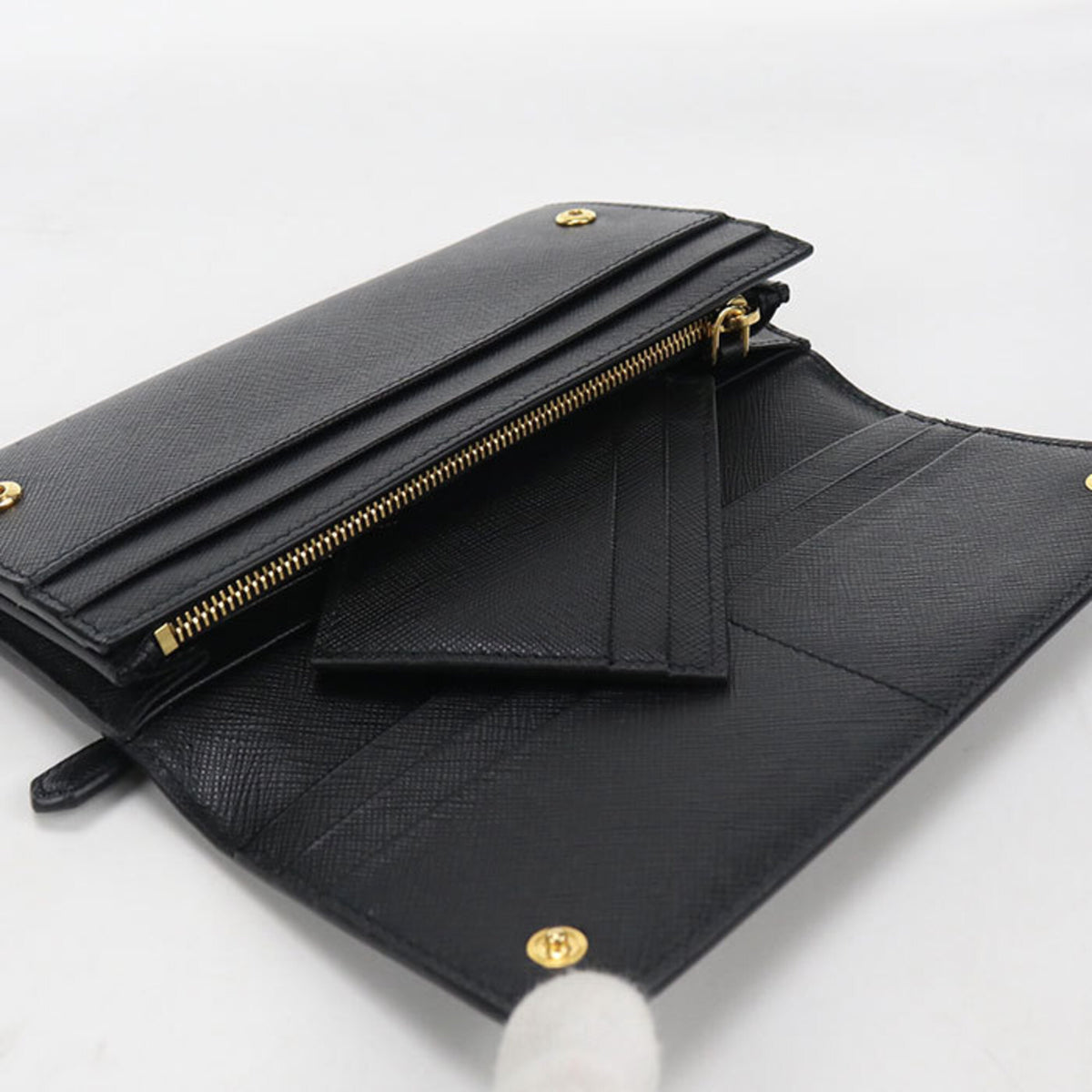 Prada Black Leather Long Wallet (Bi-Fold) (Pre-Owned)