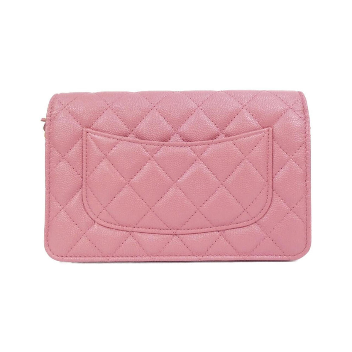 Chanel Pink Grained Calfskin Chain/Shoulder Wallet (Pre-Owned)