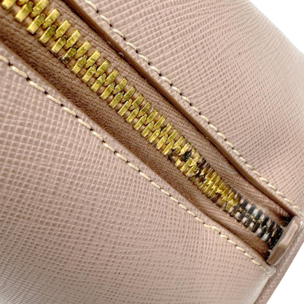 Prada Saffiano Pink Beige Leather Handbag Shoulder Bag (Pre-Owned)