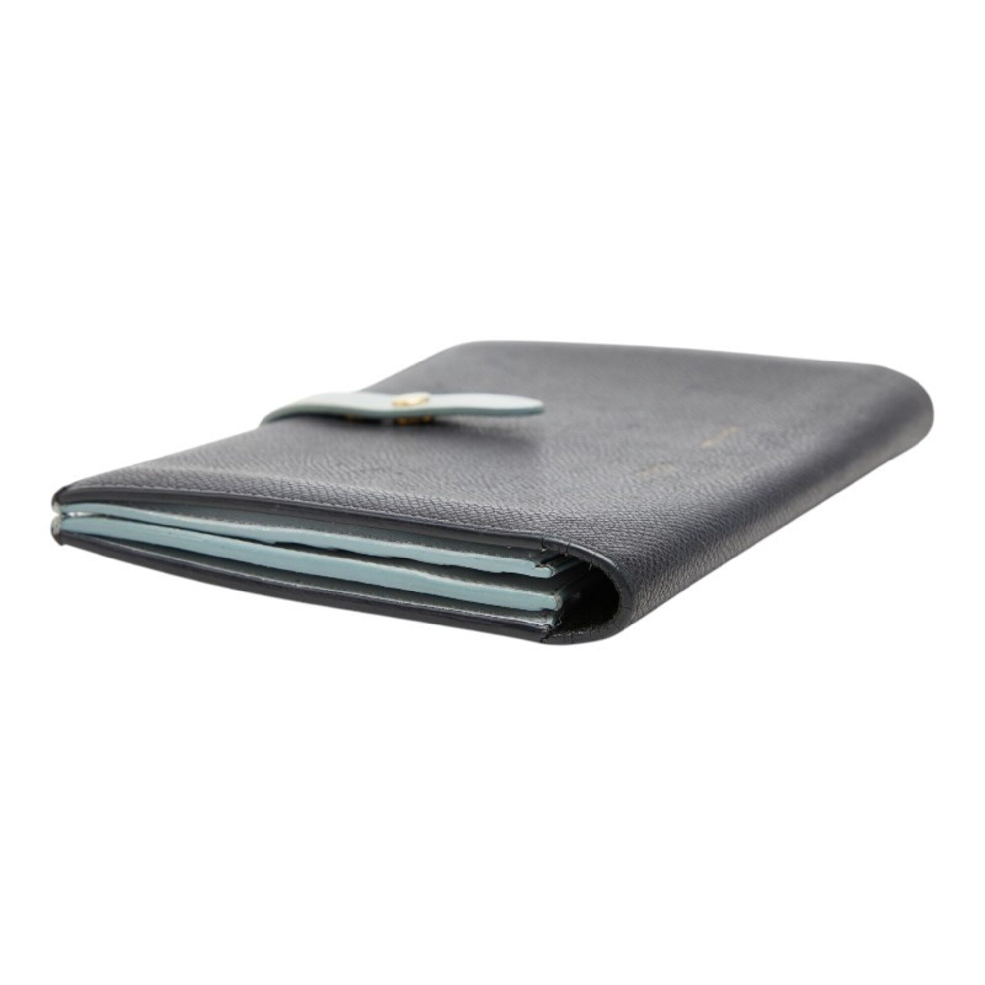 Celine Black Blue Leather Long Wallet (Bi-Fold) (Pre-Owned)